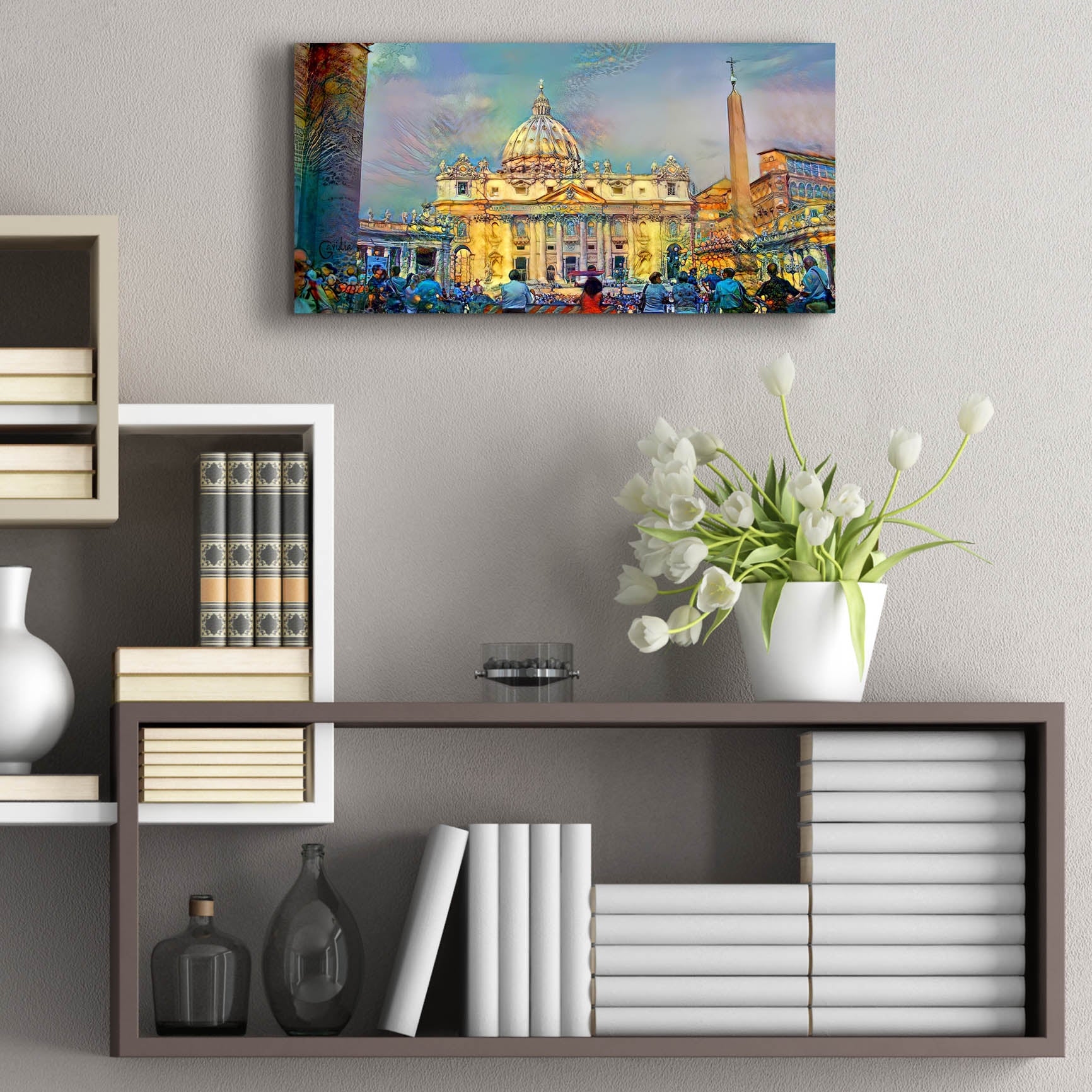 Epic Art 'Vatican City Saint Peter Basilica' by Pedro Gavidia, Acrylic Glass Wall Art,24x12