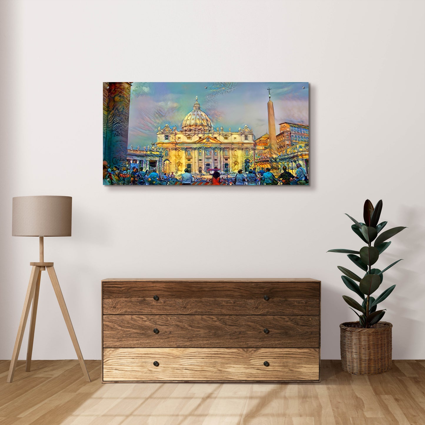 Epic Art 'Vatican City Saint Peter Basilica' by Pedro Gavidia, Acrylic Glass Wall Art,48x24