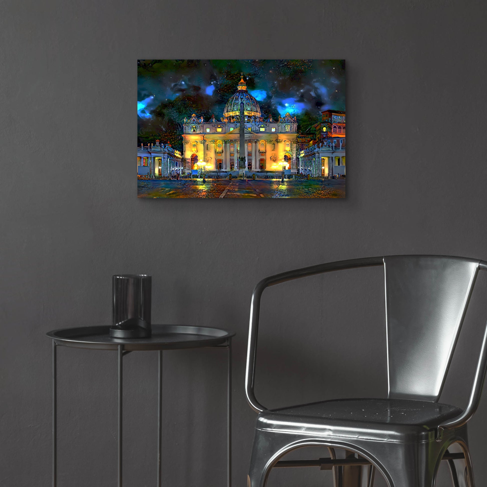 Epic Art 'Vatican City Saint Peter Basilica at night' by Pedro Gavidia, Acrylic Glass Wall Art,24x16