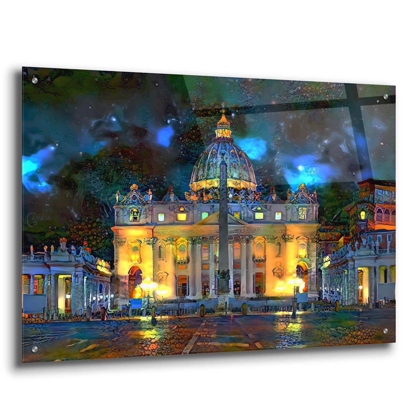 Epic Art 'Vatican City Saint Peter Basilica at night' by Pedro Gavidia, Acrylic Glass Wall Art,36x24