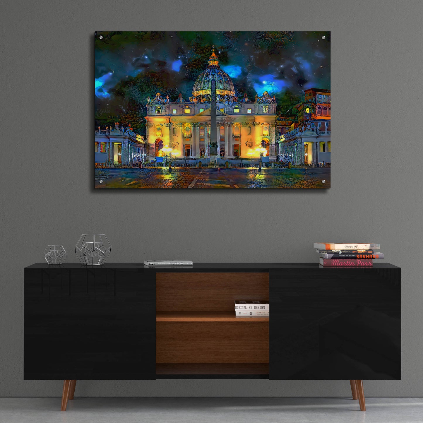 Epic Art 'Vatican City Saint Peter Basilica at night' by Pedro Gavidia, Acrylic Glass Wall Art,36x24