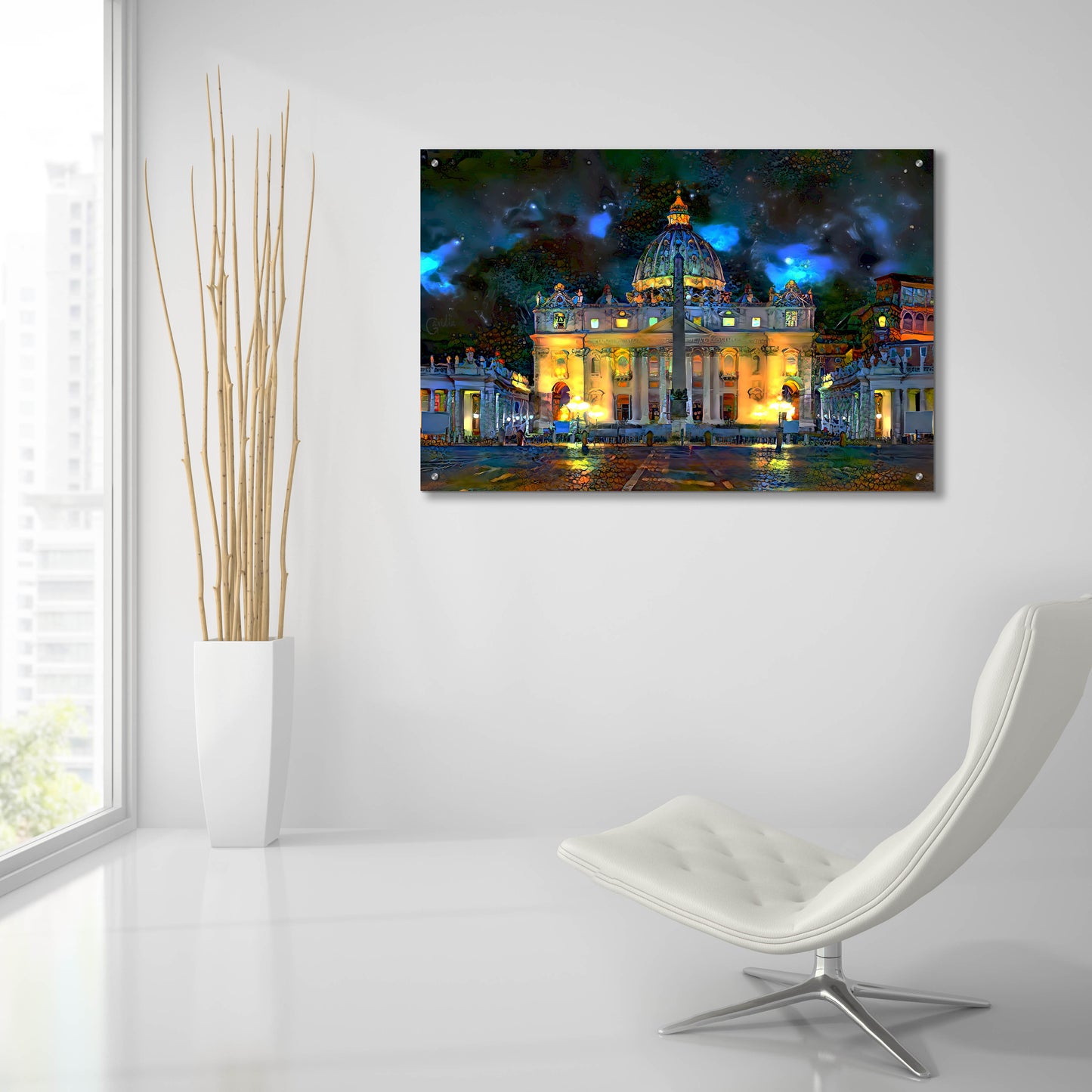 Epic Art 'Vatican City Saint Peter Basilica at night' by Pedro Gavidia, Acrylic Glass Wall Art,36x24