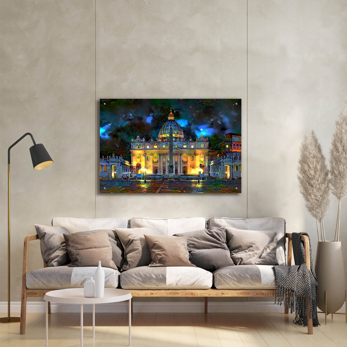 Epic Art 'Vatican City Saint Peter Basilica at night' by Pedro Gavidia, Acrylic Glass Wall Art,36x24