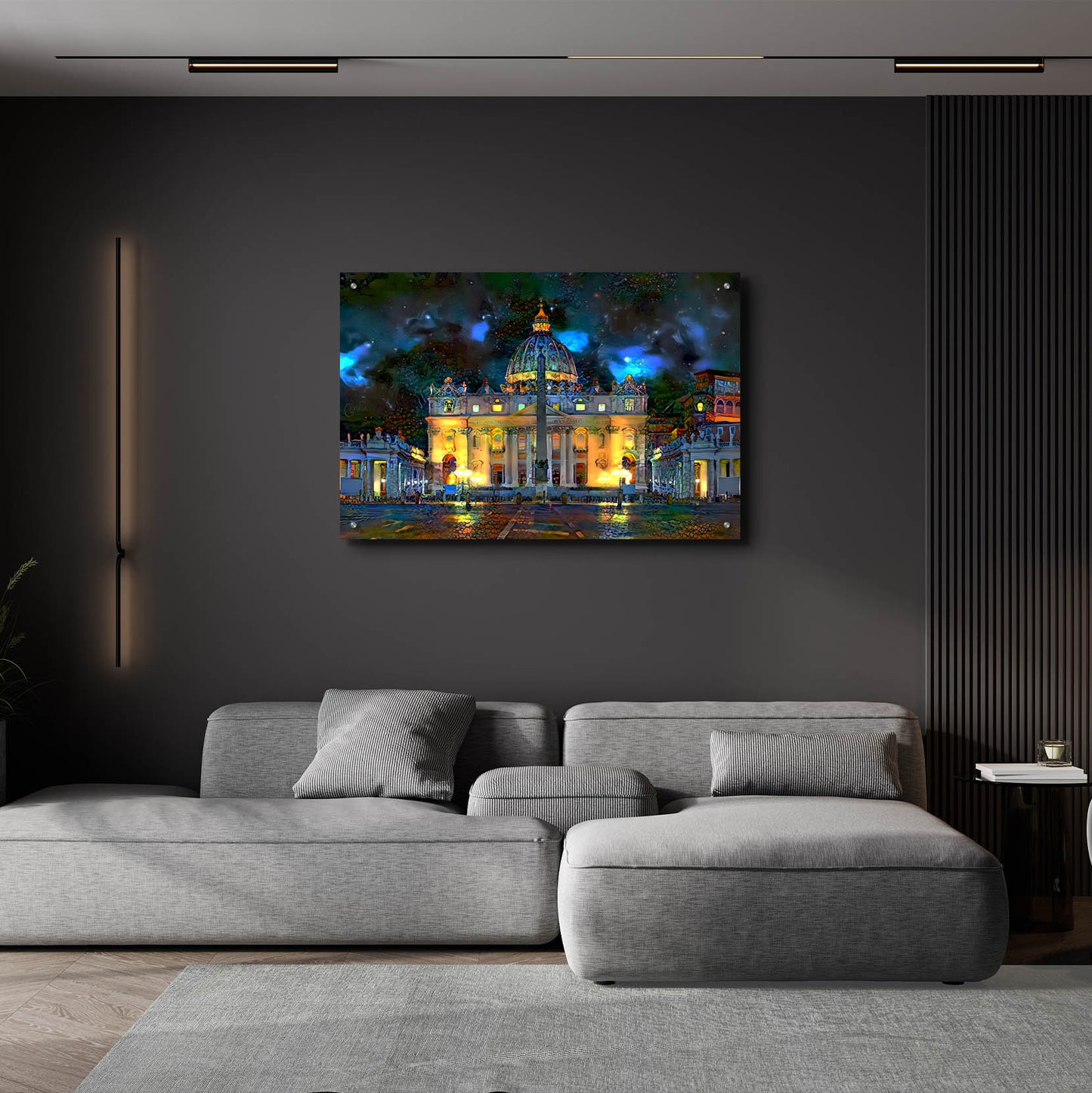 Epic Art 'Vatican City Saint Peter Basilica at night' by Pedro Gavidia, Acrylic Glass Wall Art,36x24