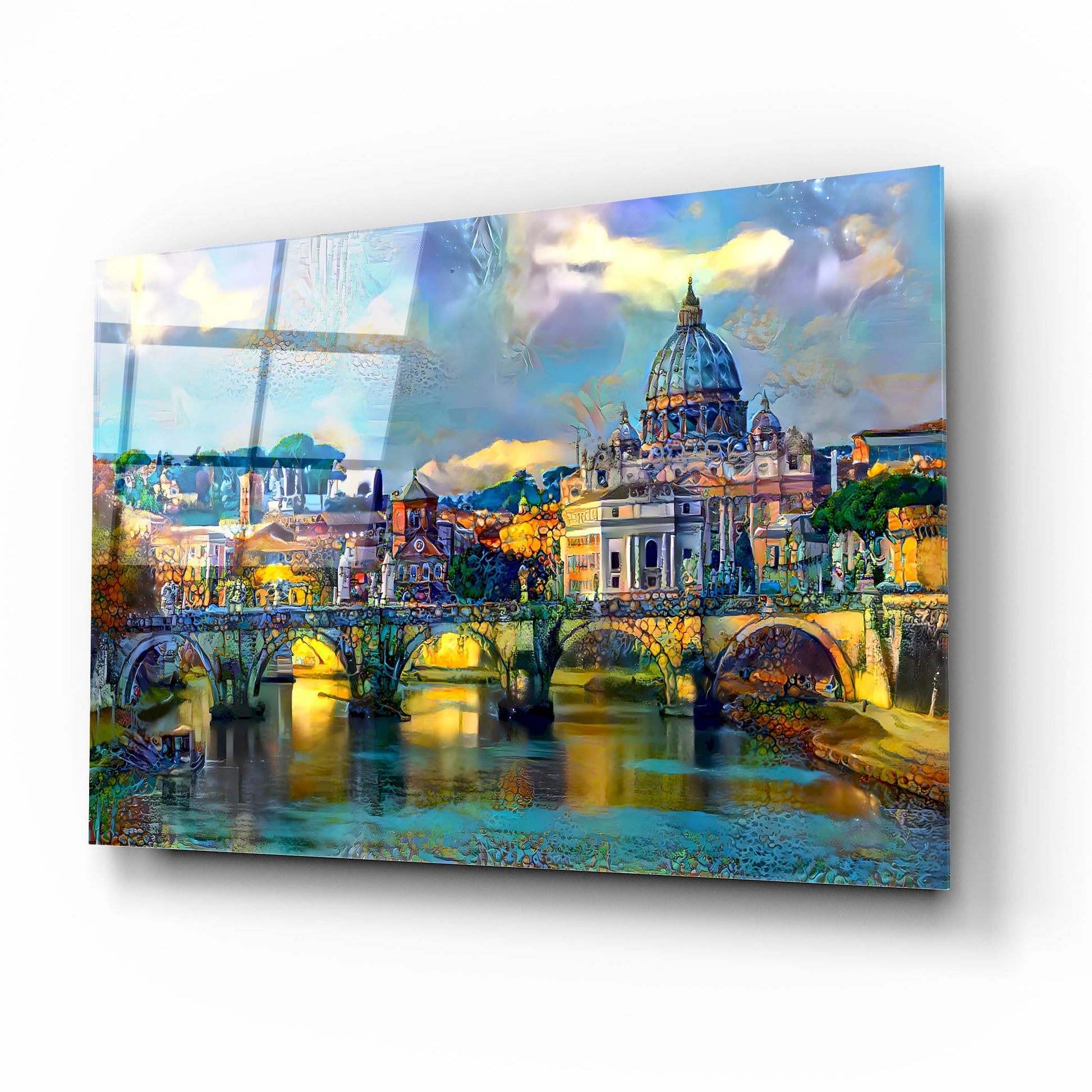 Epic Art 'Vatican City Saint Peter Basilica and bridge by day' by Pedro Gavidia, Acrylic Glass Wall Art,16x12