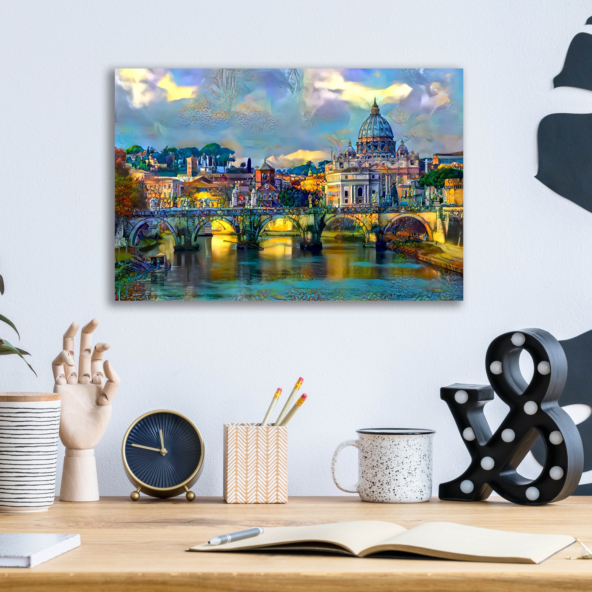 Epic Art 'Vatican City Saint Peter Basilica and bridge by day' by Pedro Gavidia, Acrylic Glass Wall Art,16x12