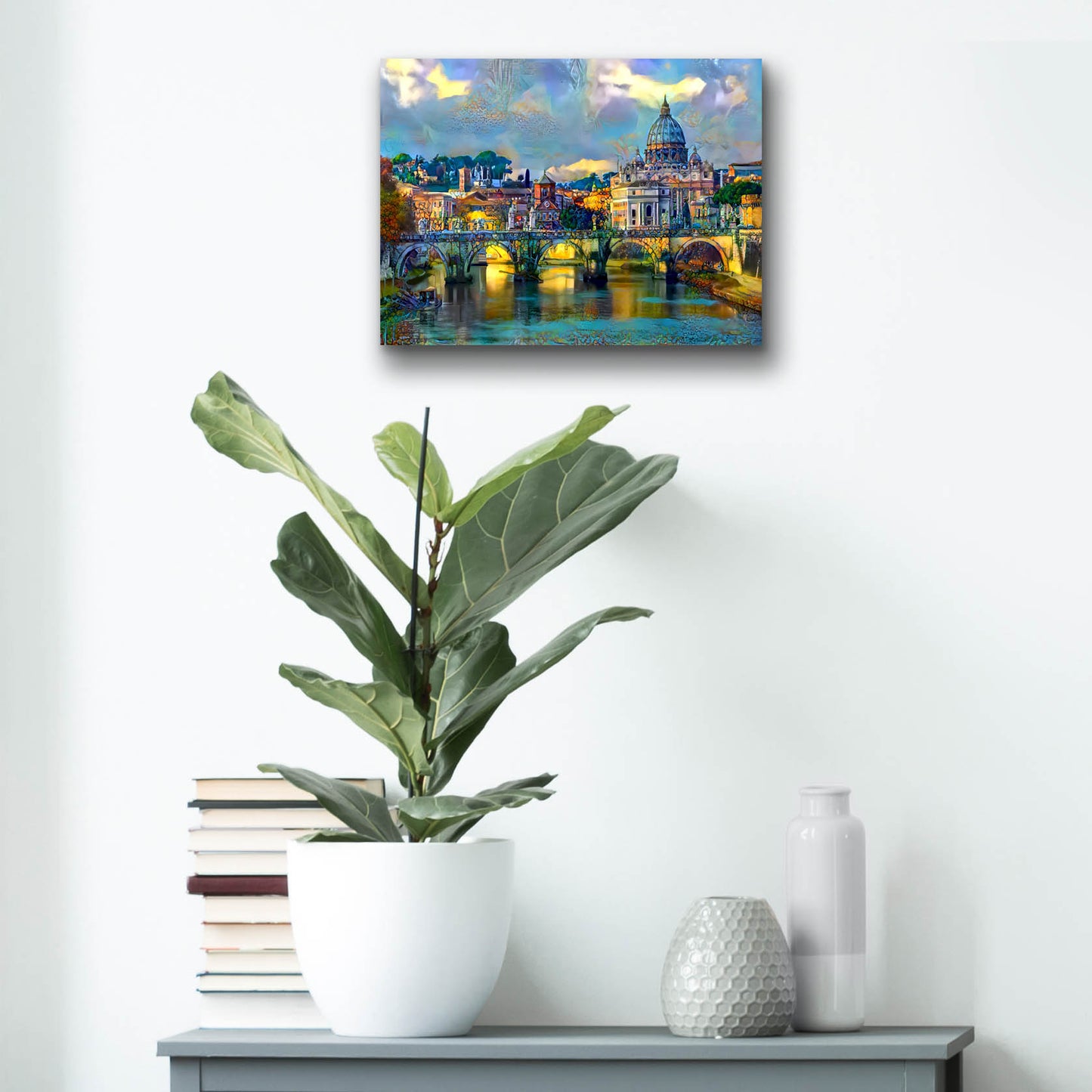 Epic Art 'Vatican City Saint Peter Basilica and bridge by day' by Pedro Gavidia, Acrylic Glass Wall Art,16x12