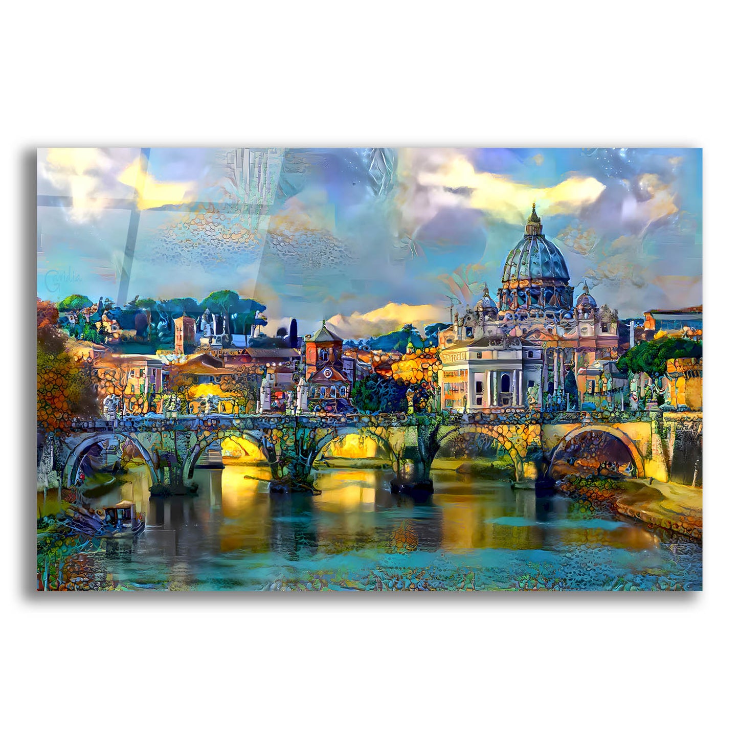 Epic Art 'Vatican City Saint Peter Basilica and bridge by day' by Pedro Gavidia, Acrylic Glass Wall Art,16x12