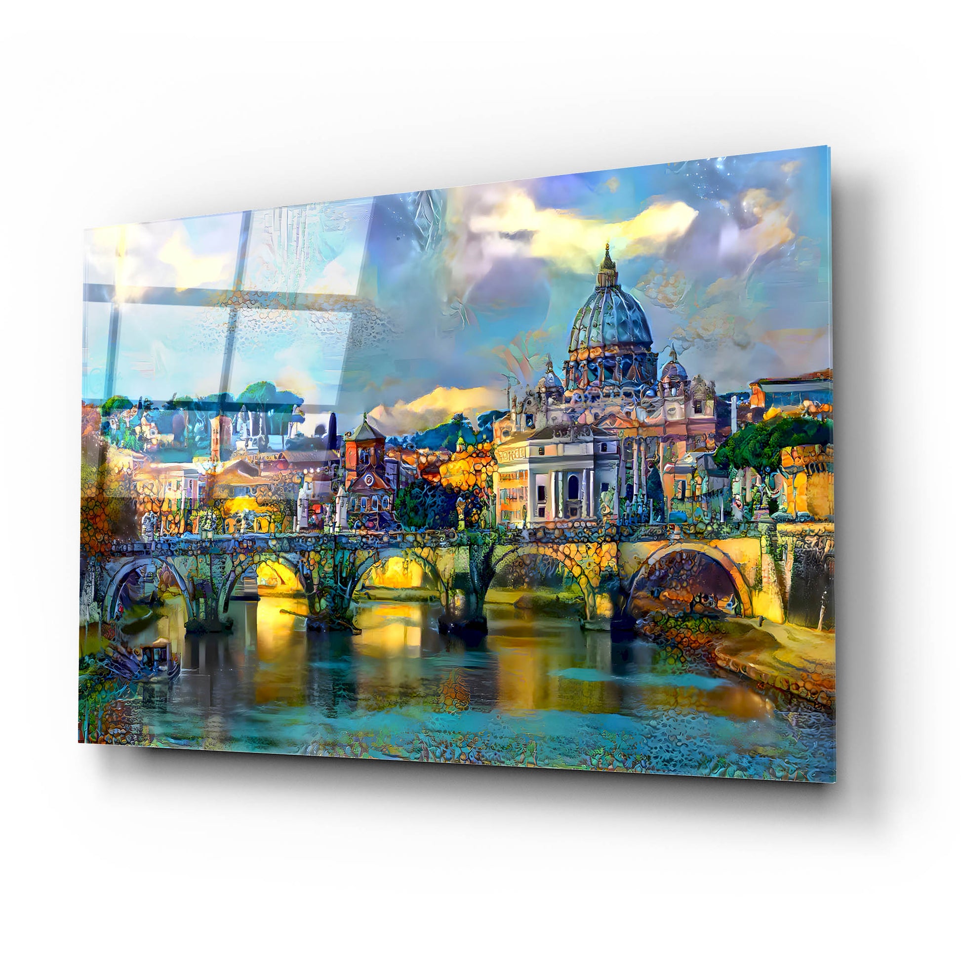 Epic Art 'Vatican City Saint Peter Basilica and bridge by day' by Pedro Gavidia, Acrylic Glass Wall Art,24x16