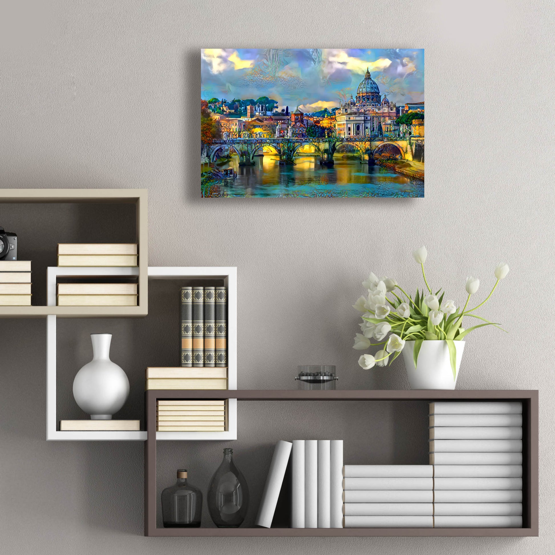 Epic Art 'Vatican City Saint Peter Basilica and bridge by day' by Pedro Gavidia, Acrylic Glass Wall Art,24x16