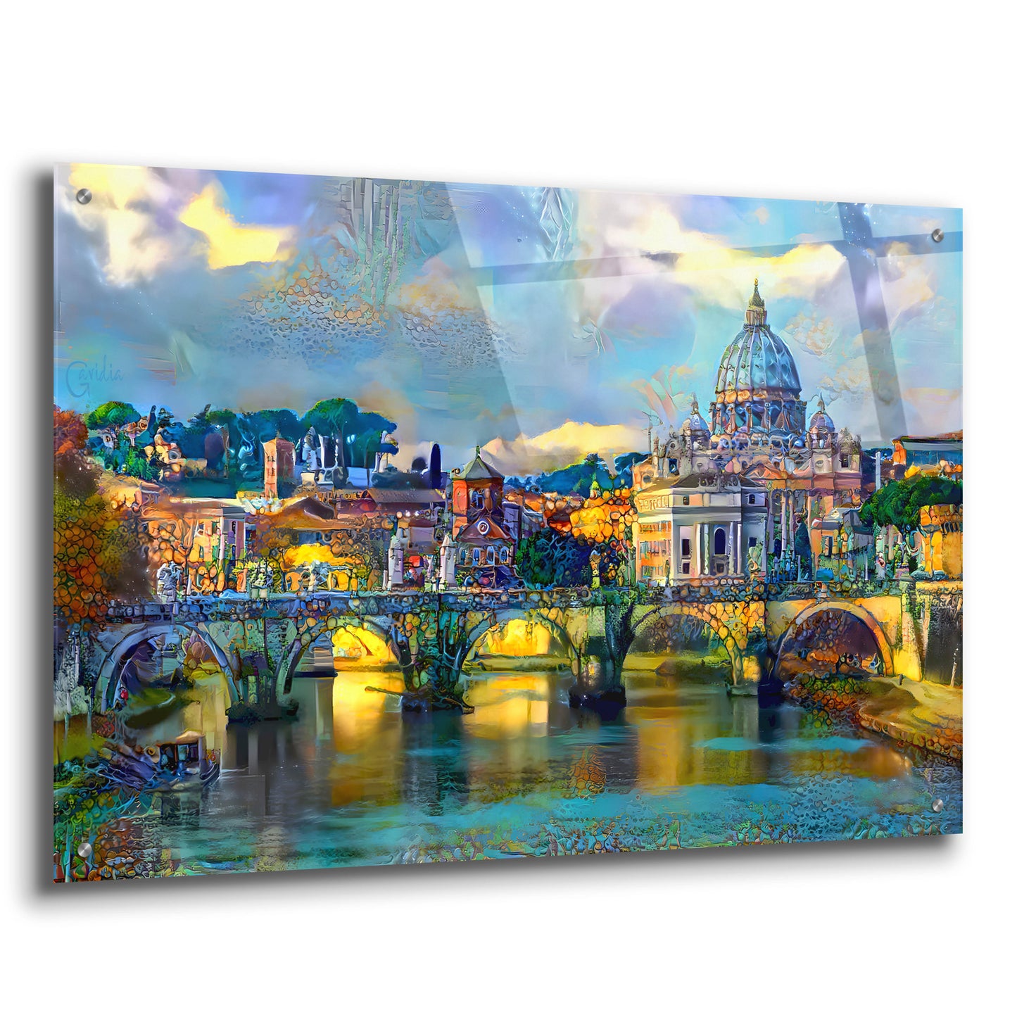 Epic Art 'Vatican City Saint Peter Basilica and bridge by day' by Pedro Gavidia, Acrylic Glass Wall Art,36x24