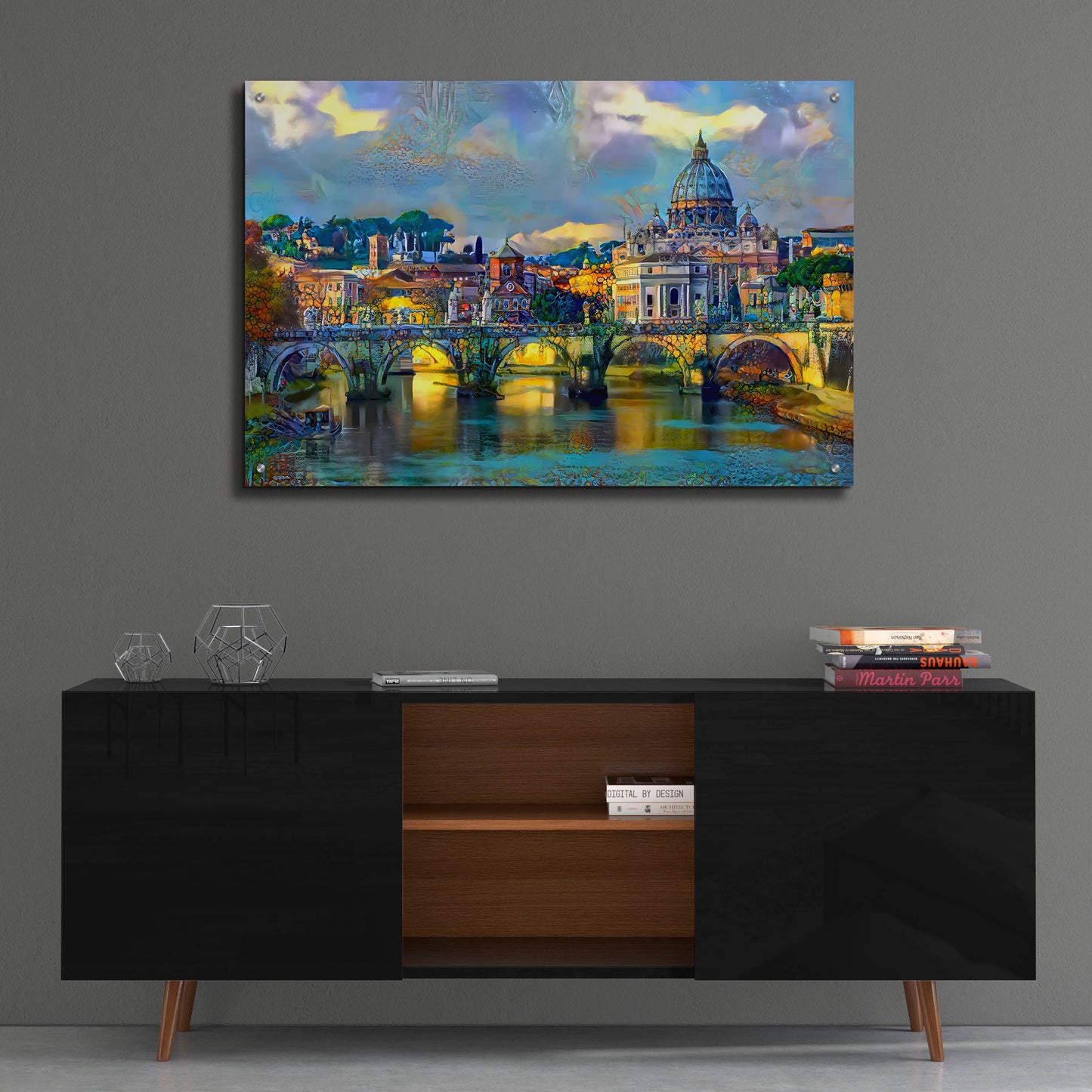 Epic Art 'Vatican City Saint Peter Basilica and bridge by day' by Pedro Gavidia, Acrylic Glass Wall Art,36x24