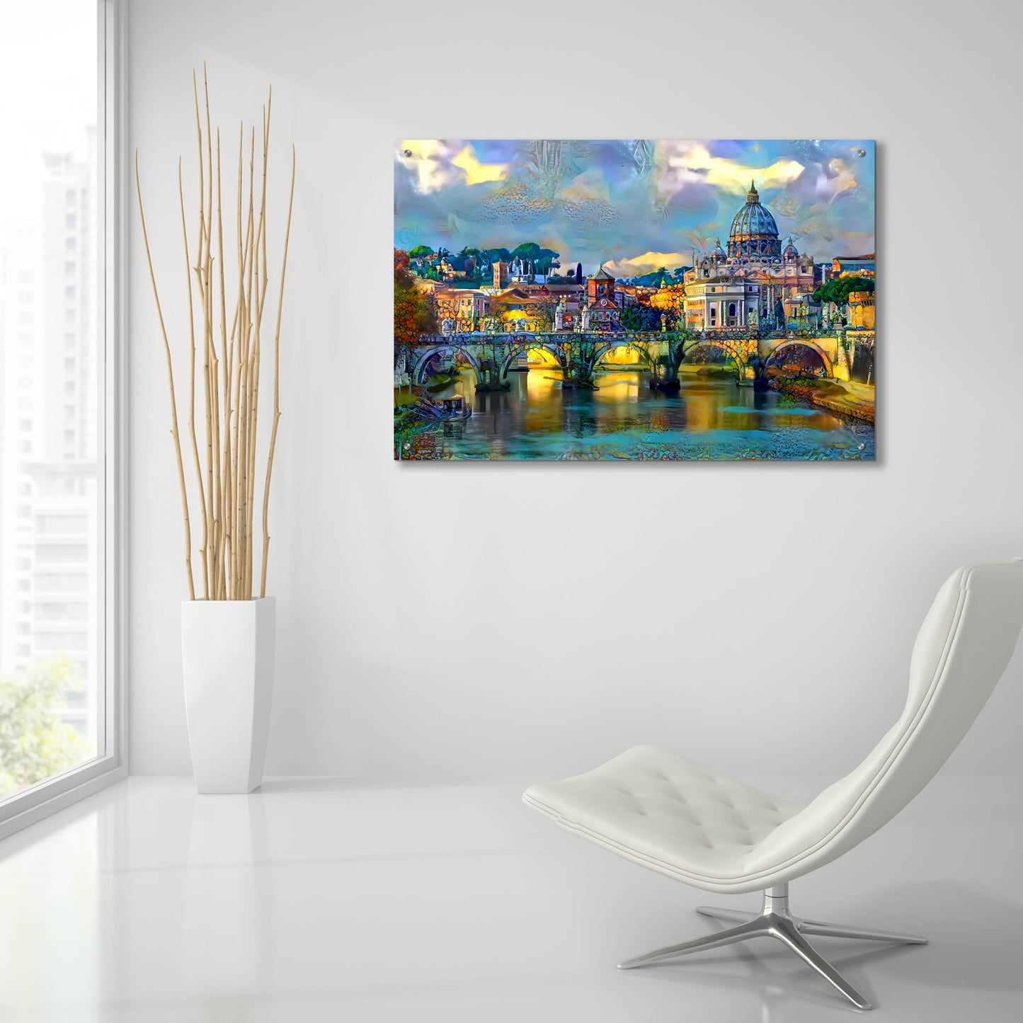 Epic Art 'Vatican City Saint Peter Basilica and bridge by day' by Pedro Gavidia, Acrylic Glass Wall Art,36x24