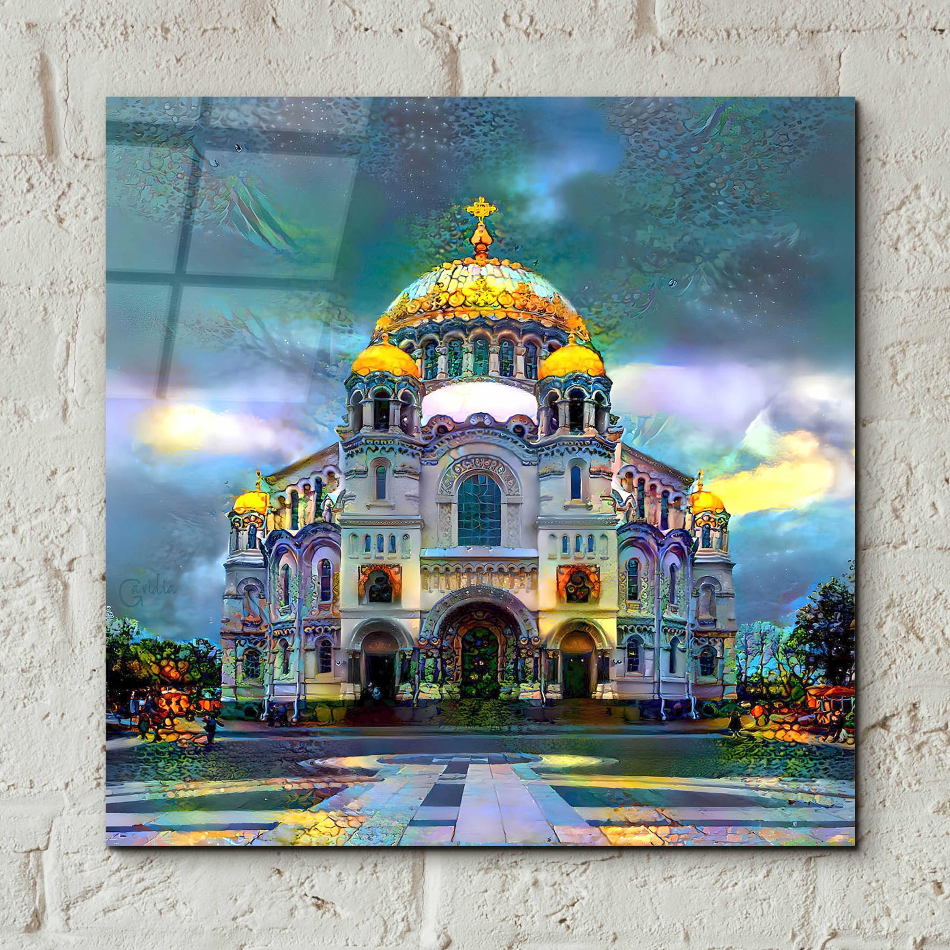 Epic Art 'Saint Petersburg Russia Naval cathedral of Saint Nicholas in Kronstadt' by Pedro Gavidia, Acrylic Glass Wall Art,12x12