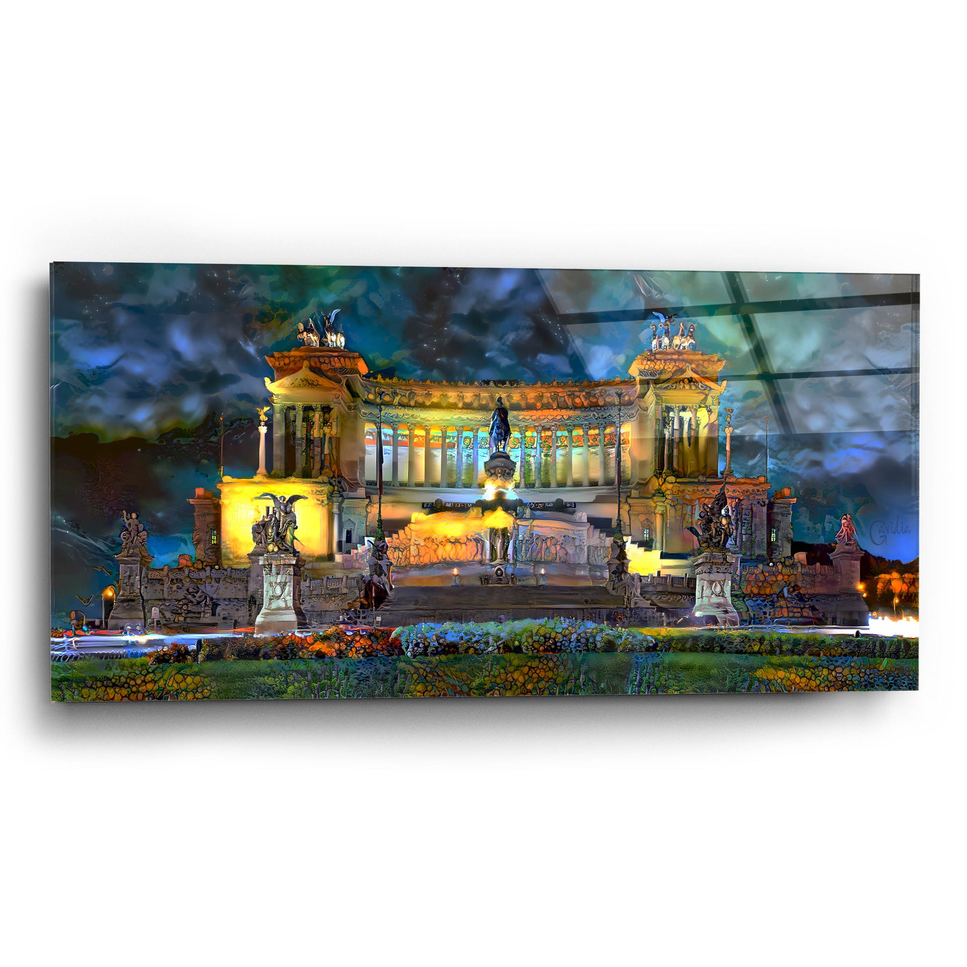 Epic Art 'Rome Italy Victor Emmanuel II National Monument at night' by Pedro Gavidia, Acrylic Glass Wall Art,24x12