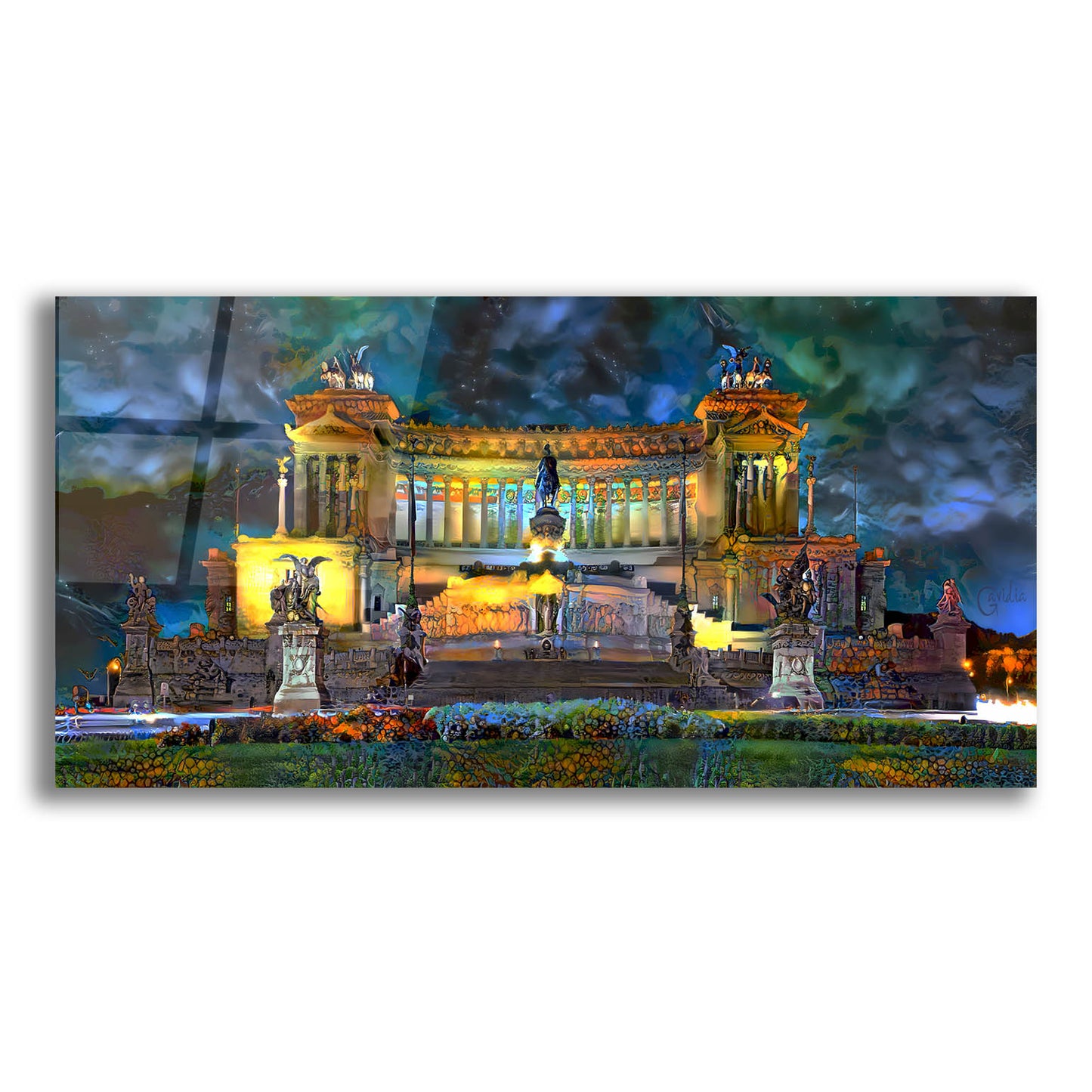 Epic Art 'Rome Italy Victor Emmanuel II National Monument at night' by Pedro Gavidia, Acrylic Glass Wall Art,24x12
