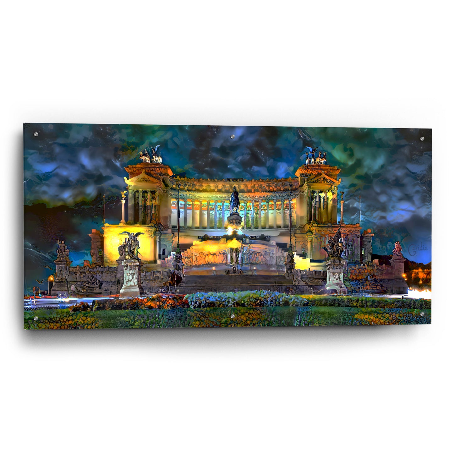 Epic Art 'Rome Italy Victor Emmanuel II National Monument at night' by Pedro Gavidia, Acrylic Glass Wall Art,48x24