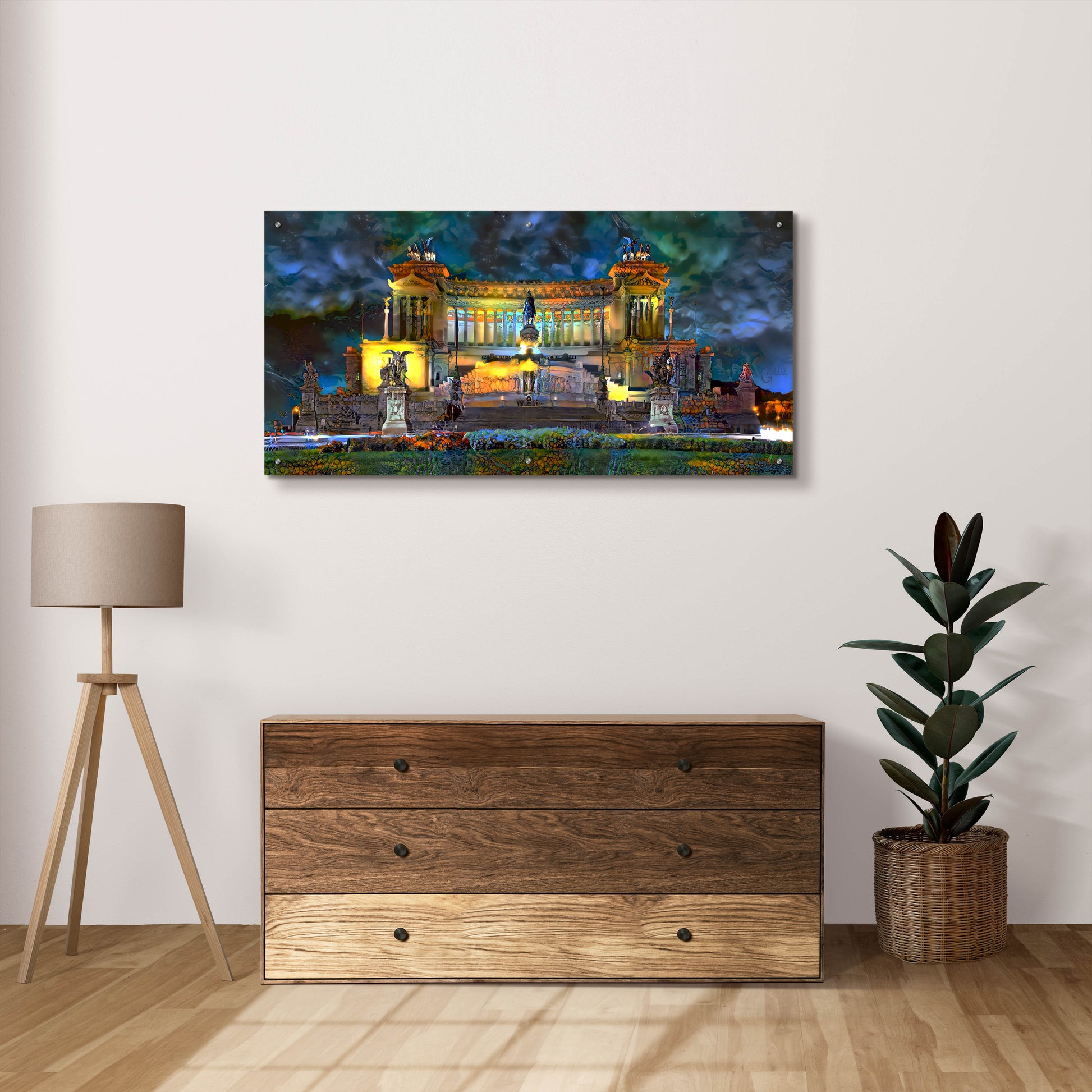 Epic Art 'Rome Italy Victor Emmanuel II National Monument at night' by Pedro Gavidia, Acrylic Glass Wall Art,48x24