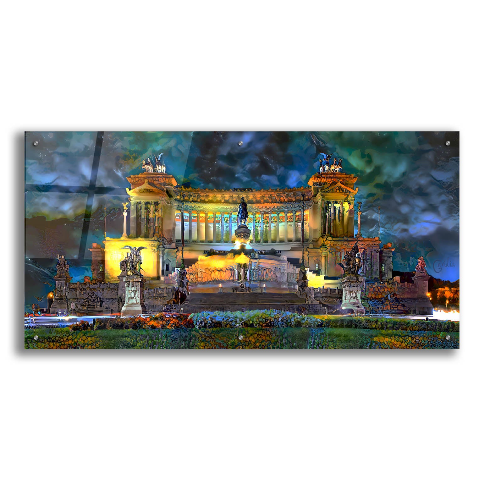 Epic Art 'Rome Italy Victor Emmanuel II National Monument at night' by Pedro Gavidia, Acrylic Glass Wall Art,48x24