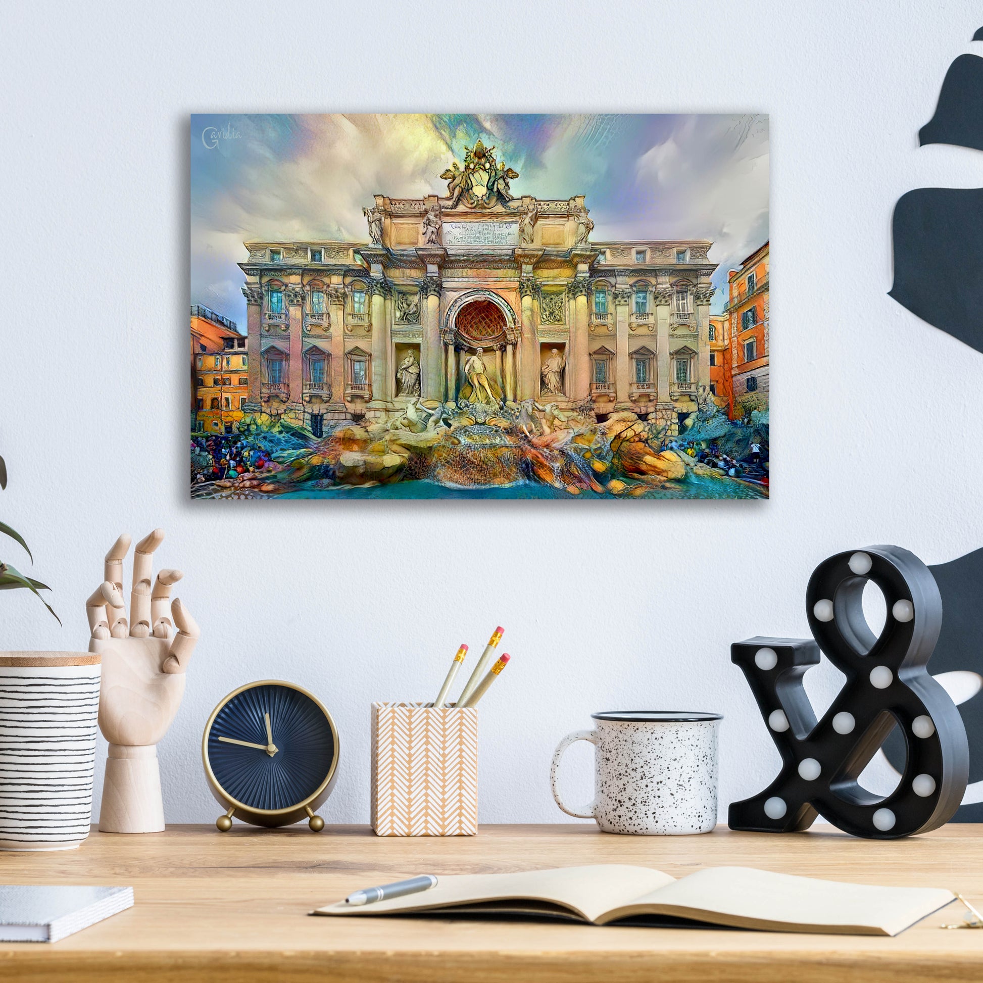 Epic Art 'Rome Italy Trevi Fountain' by Pedro Gavidia, Acrylic Glass Wall Art,16x12