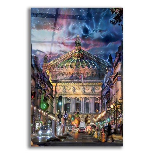 Epic Art 'Paris France Opera Garnier at dusk' by Pedro Gavidia, Acrylic Glass Wall Art