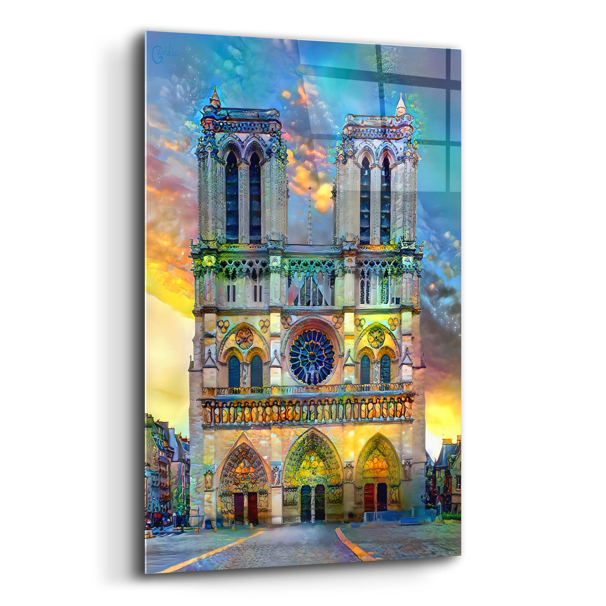Epic Art 'Paris France Notre Dame Cathedral' by Pedro Gavidia, Acrylic Glass Wall Art,12x16