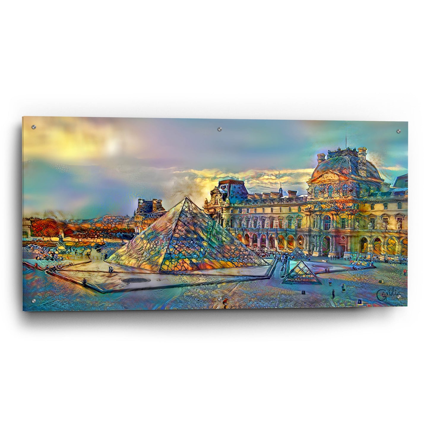 Epic Art 'Paris France Louvre Museum' by Pedro Gavidia, Acrylic Glass Wall Art,48x24