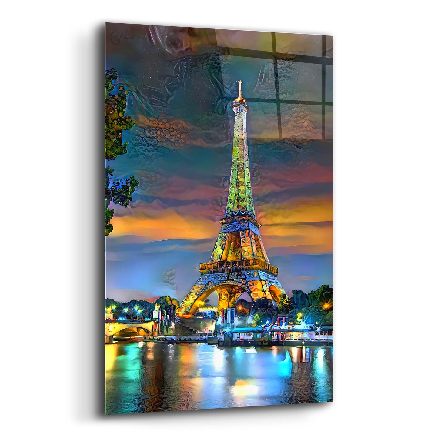 Epic Art 'Paris France Eiffel Tower at sunset' by Pedro Gavidia, Acrylic Glass Wall Art,12x16