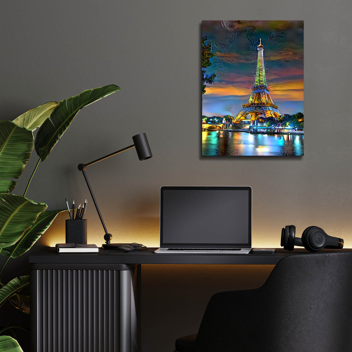 Epic Art 'Paris France Eiffel Tower at sunset' by Pedro Gavidia, Acrylic Glass Wall Art,12x16