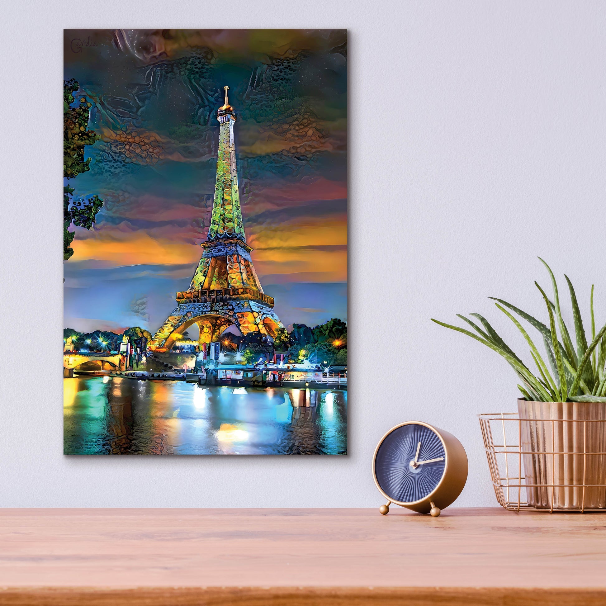 Epic Art 'Paris France Eiffel Tower at sunset' by Pedro Gavidia, Acrylic Glass Wall Art,12x16