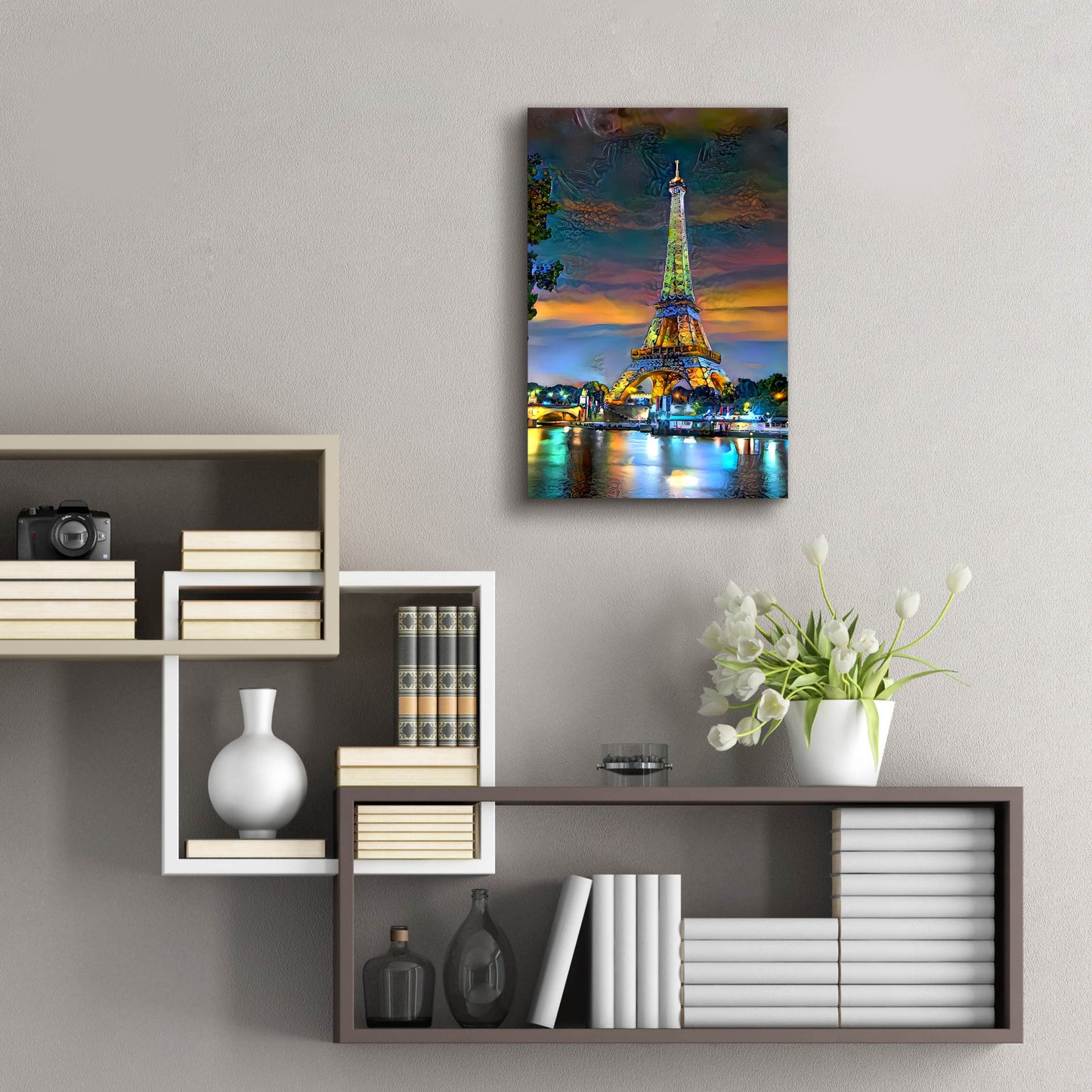 Epic Art 'Paris France Eiffel Tower at sunset' by Pedro Gavidia, Acrylic Glass Wall Art,16x24