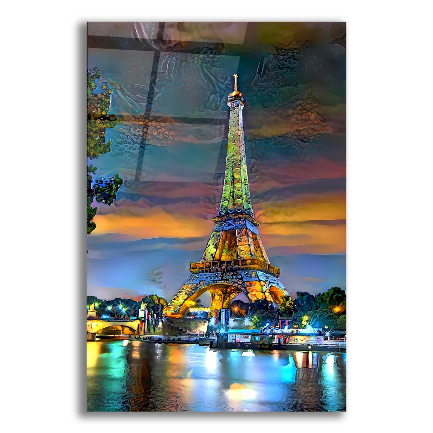 Epic Art 'Paris France Eiffel Tower at sunset' by Pedro Gavidia, Acrylic Glass Wall Art,16x24