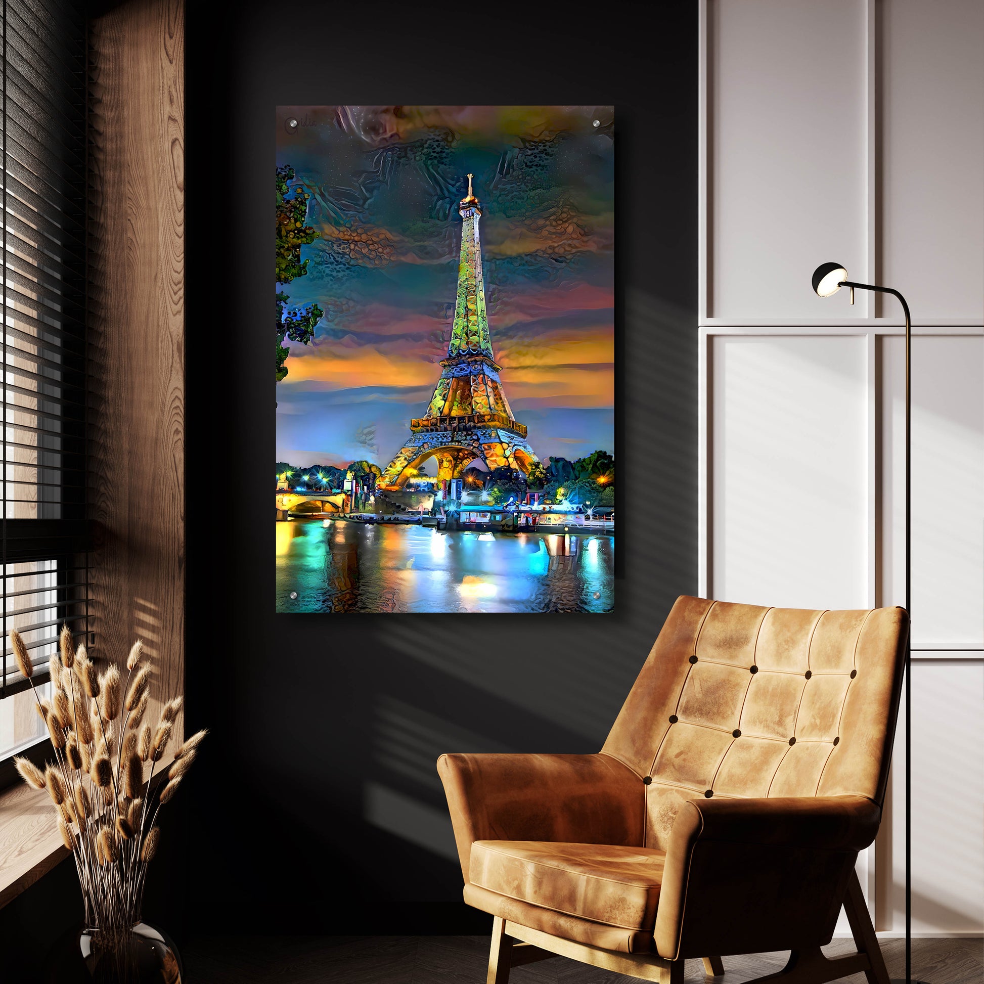 Epic Art 'Paris France Eiffel Tower at sunset' by Pedro Gavidia, Acrylic Glass Wall Art,24x36