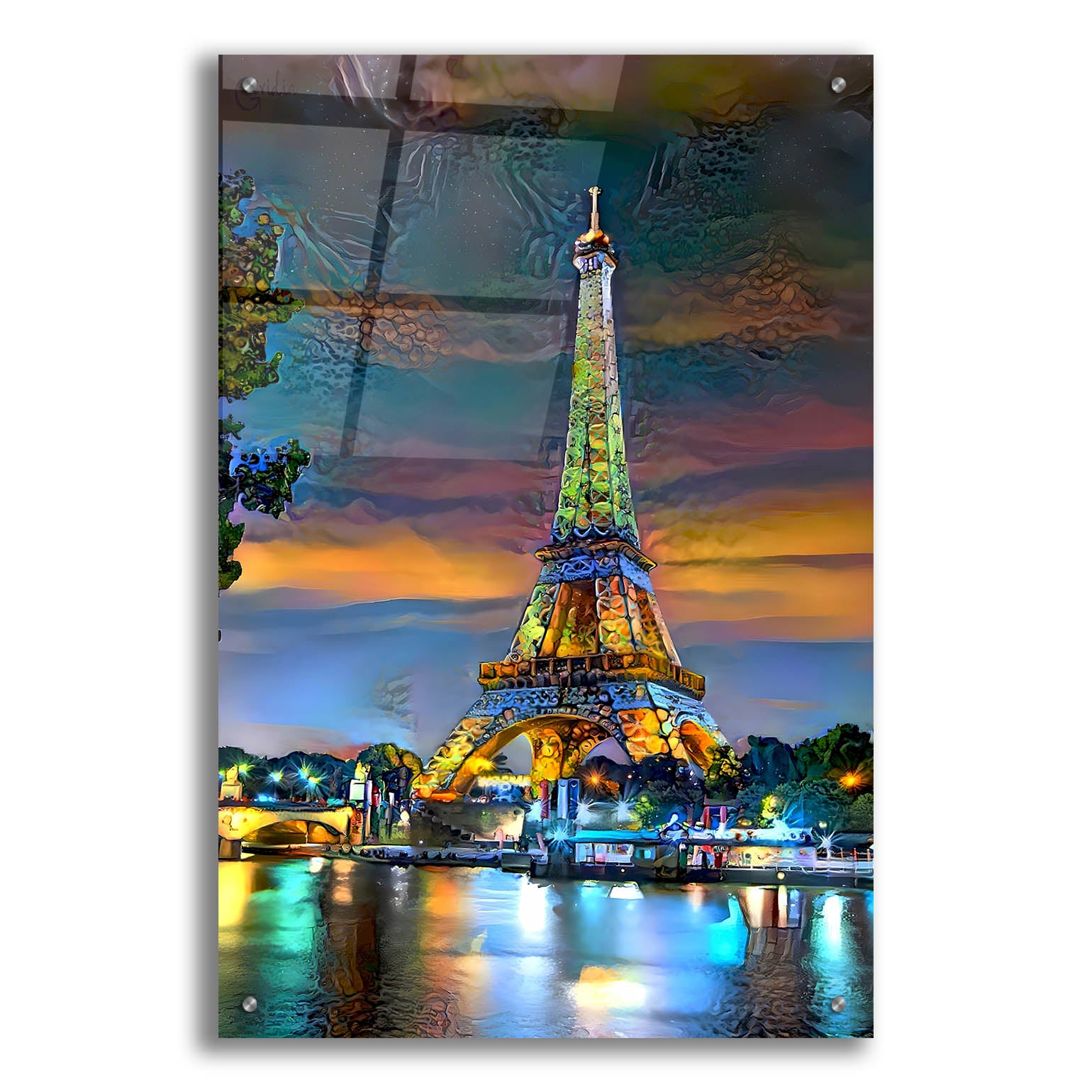 Epic Art 'Paris France Eiffel Tower at sunset' by Pedro Gavidia, Acrylic Glass Wall Art,24x36