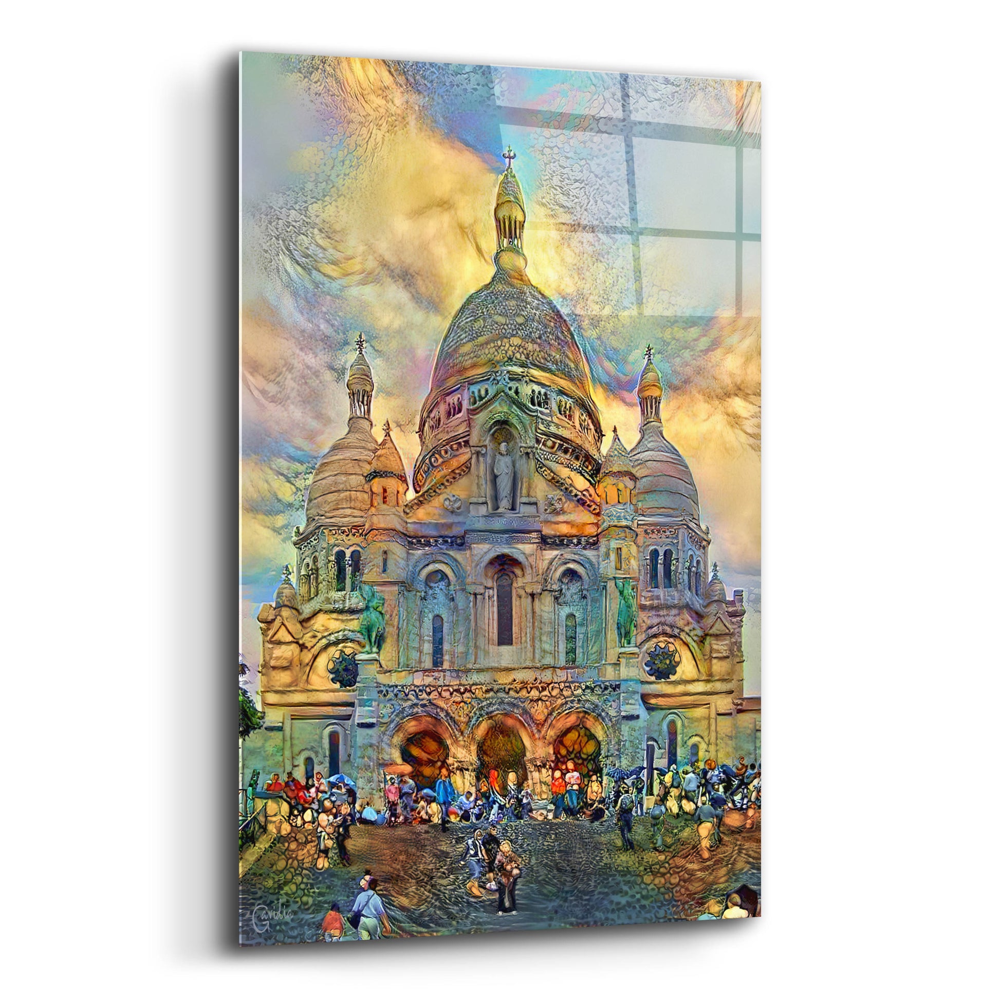 Epic Art 'Paris France Basilica of the Sacred Heart Sacre Coeur 2' by Pedro Gavidia, Acrylic Glass Wall Art,16x24