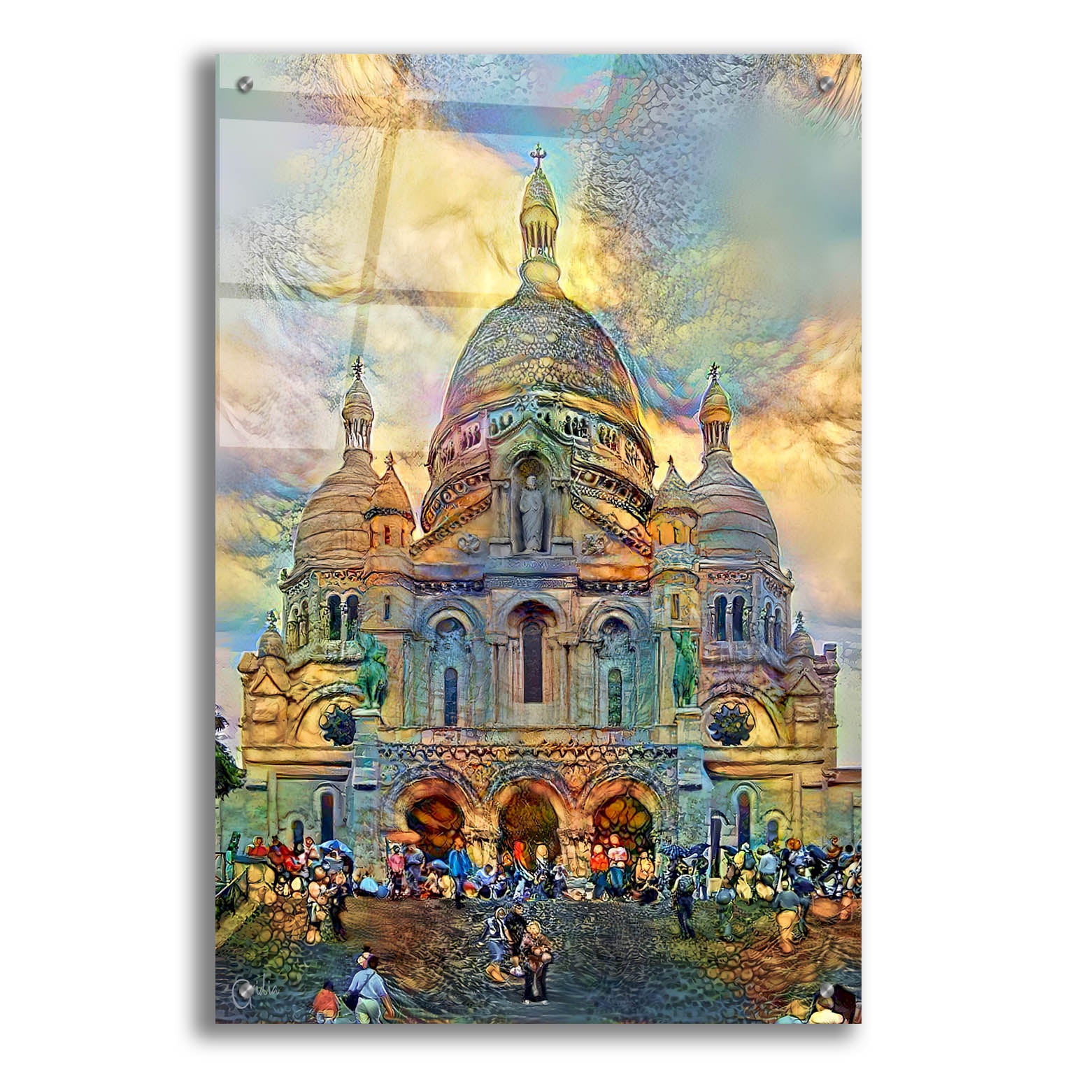 Epic Art 'Paris France Basilica of the Sacred Heart Sacre Coeur 2' by Pedro Gavidia, Acrylic Glass Wall Art,24x36