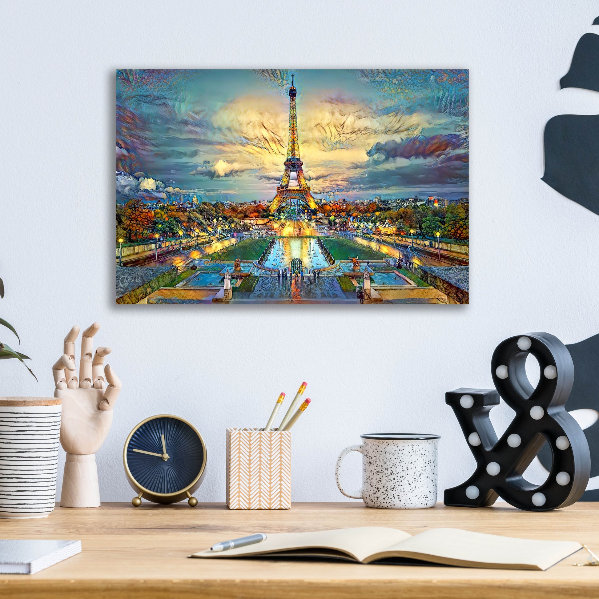 Epic Art 'Paris France Fontaines de Chaillot and Eiffel Tower seen from the Place du Trocadero' by Pedro Gavidia, Acrylic Glass Wall Art,16x12