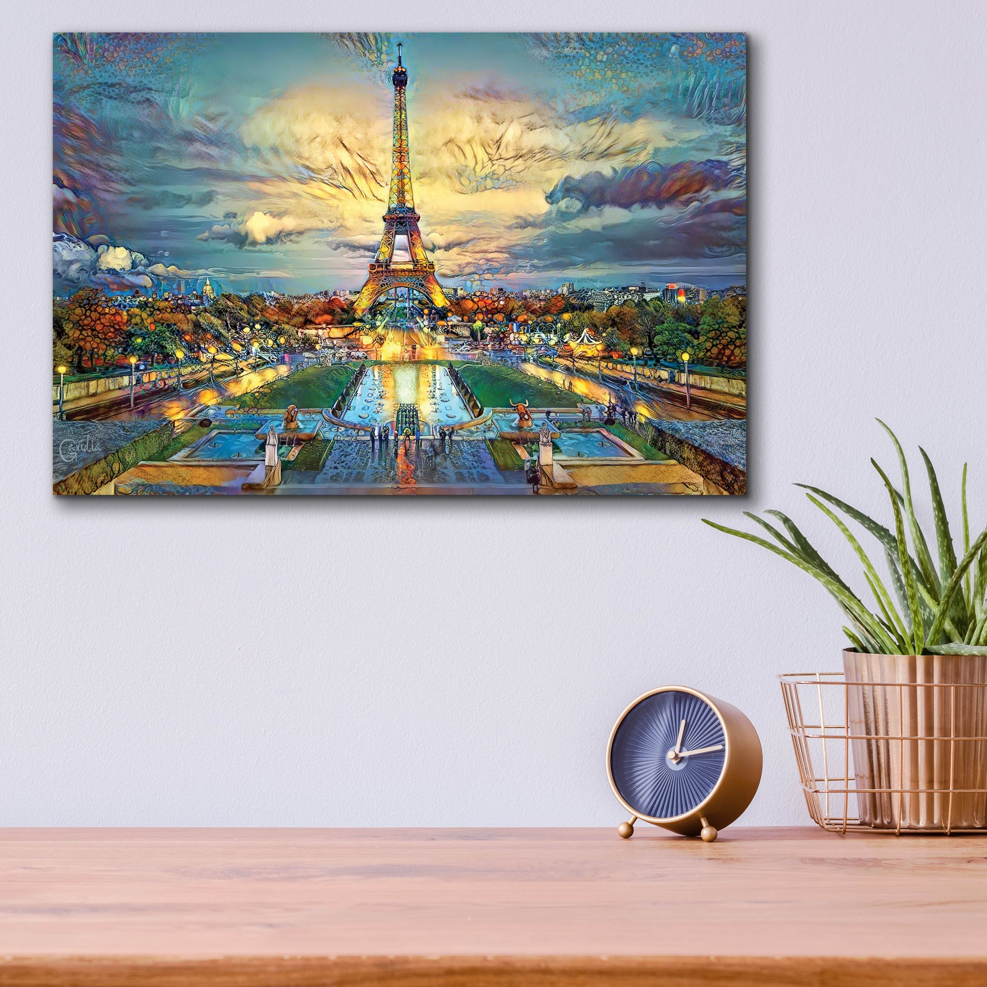 Epic Art 'Paris France Fontaines de Chaillot and Eiffel Tower seen from the Place du Trocadero' by Pedro Gavidia, Acrylic Glass Wall Art,16x12