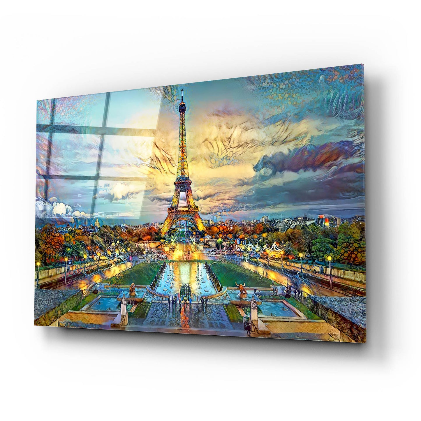 Epic Art 'Paris France Fontaines de Chaillot and Eiffel Tower seen from the Place du Trocadero' by Pedro Gavidia, Acrylic Glass Wall Art,24x16