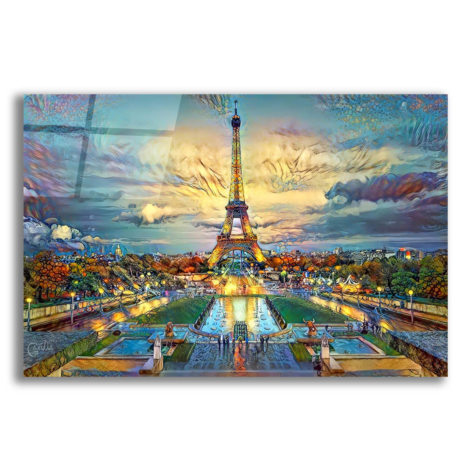 Epic Art 'Paris France Fontaines de Chaillot and Eiffel Tower seen from the Place du Trocadero' by Pedro Gavidia, Acrylic Glass Wall Art,24x16