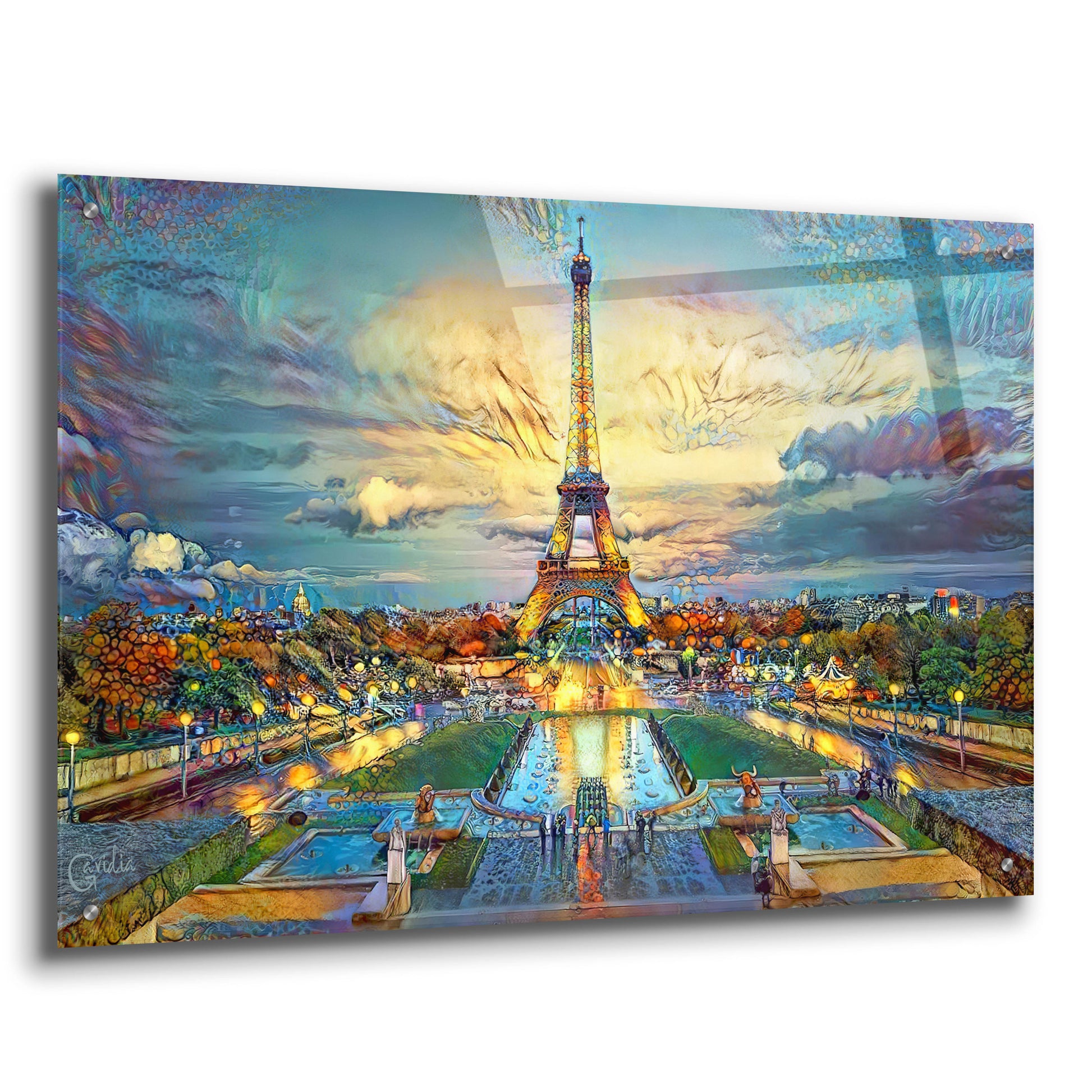 Epic Art 'Paris France Fontaines de Chaillot and Eiffel Tower seen from the Place du Trocadero' by Pedro Gavidia, Acrylic Glass Wall Art,36x24