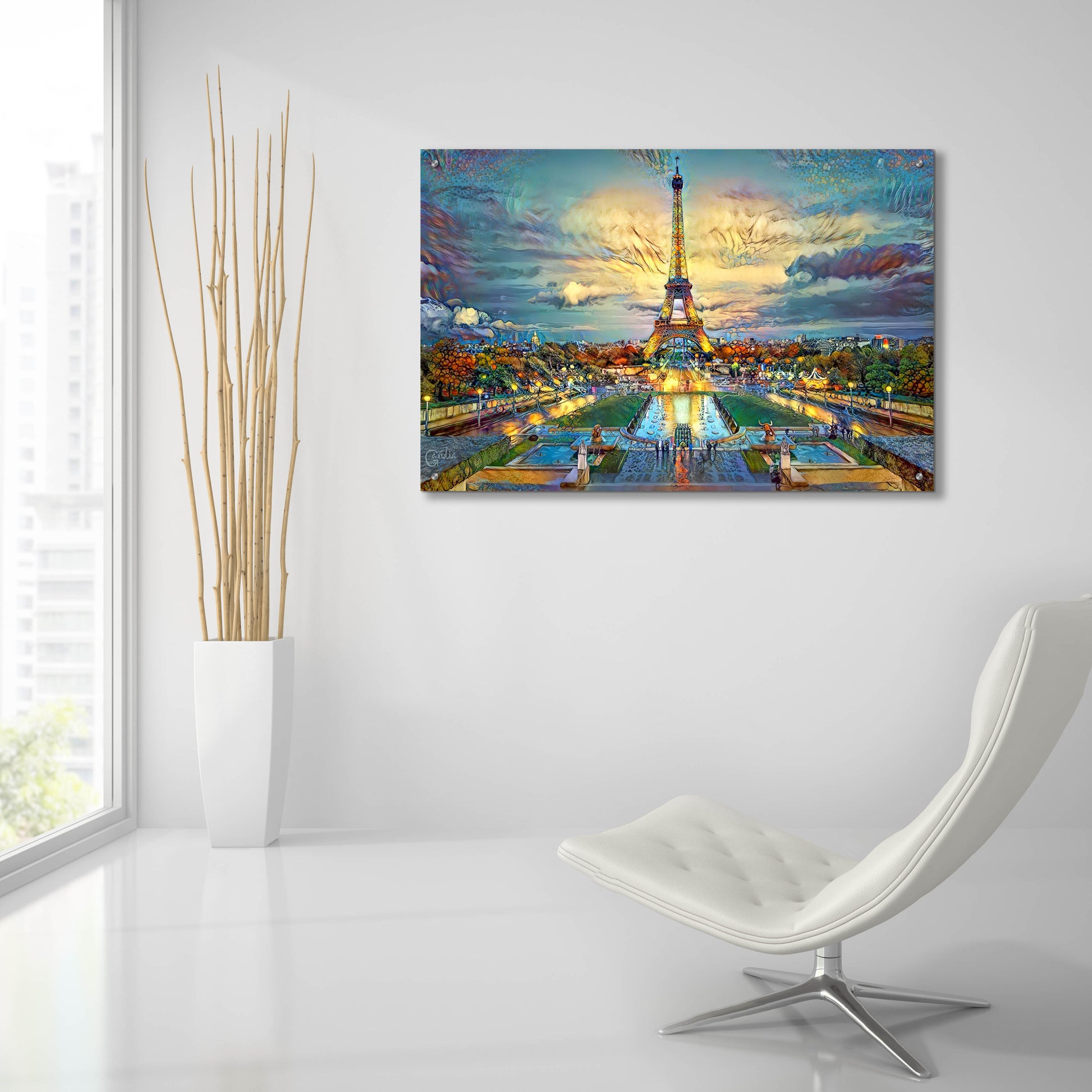 Epic Art 'Paris France Fontaines de Chaillot and Eiffel Tower seen from the Place du Trocadero' by Pedro Gavidia, Acrylic Glass Wall Art,36x24