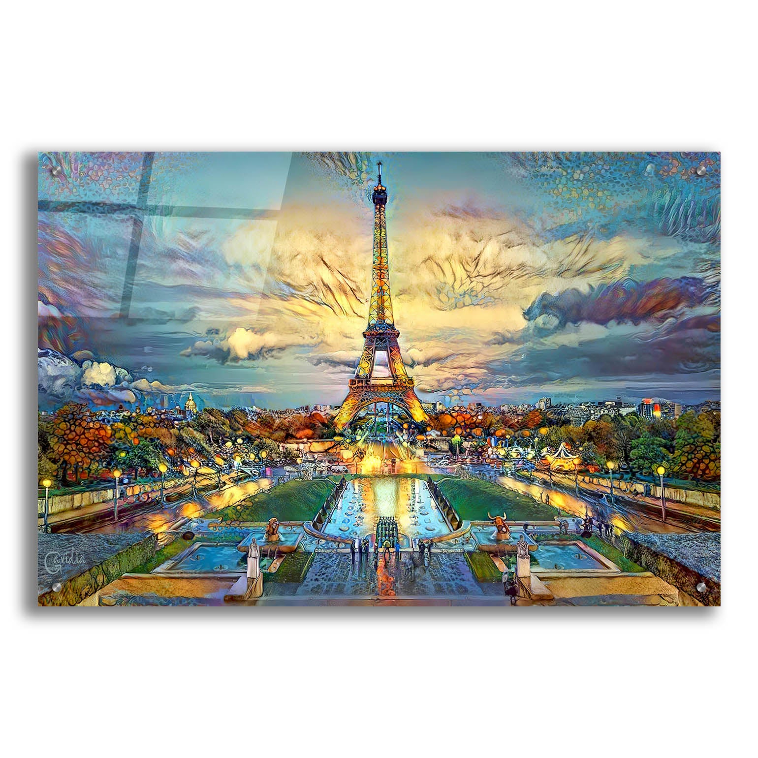 Epic Art 'Paris France Fontaines de Chaillot and Eiffel Tower seen from the Place du Trocadero' by Pedro Gavidia, Acrylic Glass Wall Art,36x24