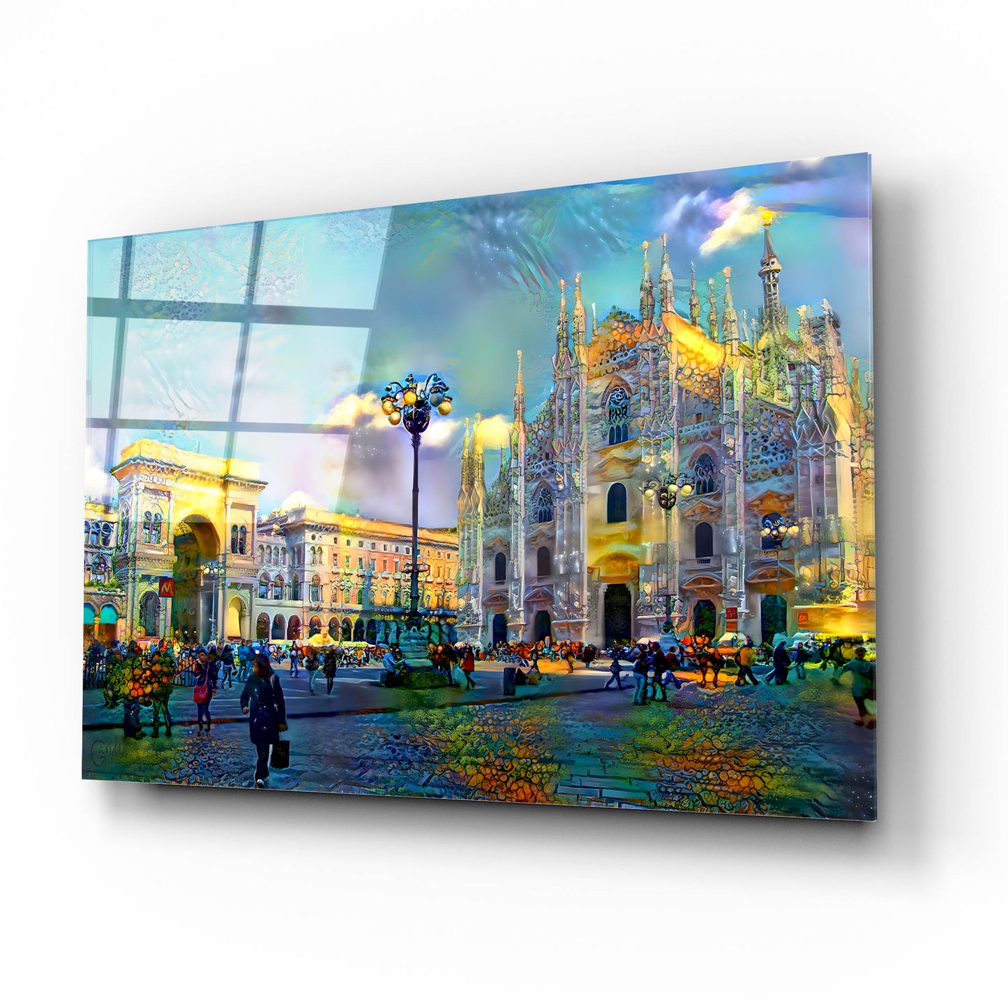 Epic Art 'Milan Italy Piazza del Duomo' by Pedro Gavidia, Acrylic Glass Wall Art,16x12