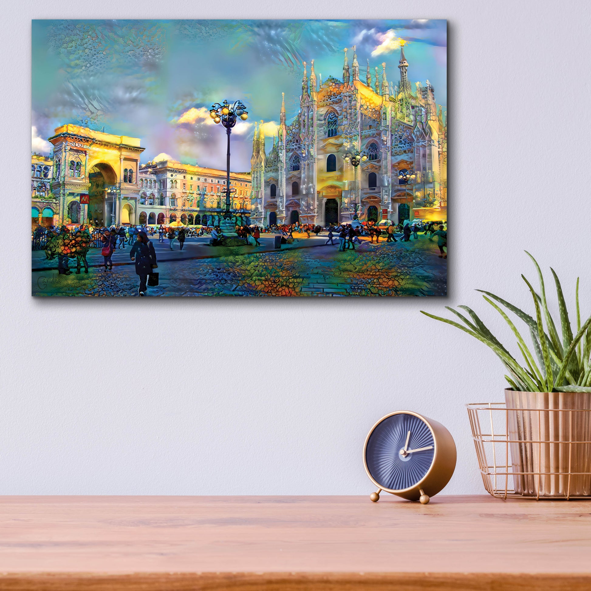 Epic Art 'Milan Italy Piazza del Duomo' by Pedro Gavidia, Acrylic Glass Wall Art,16x12