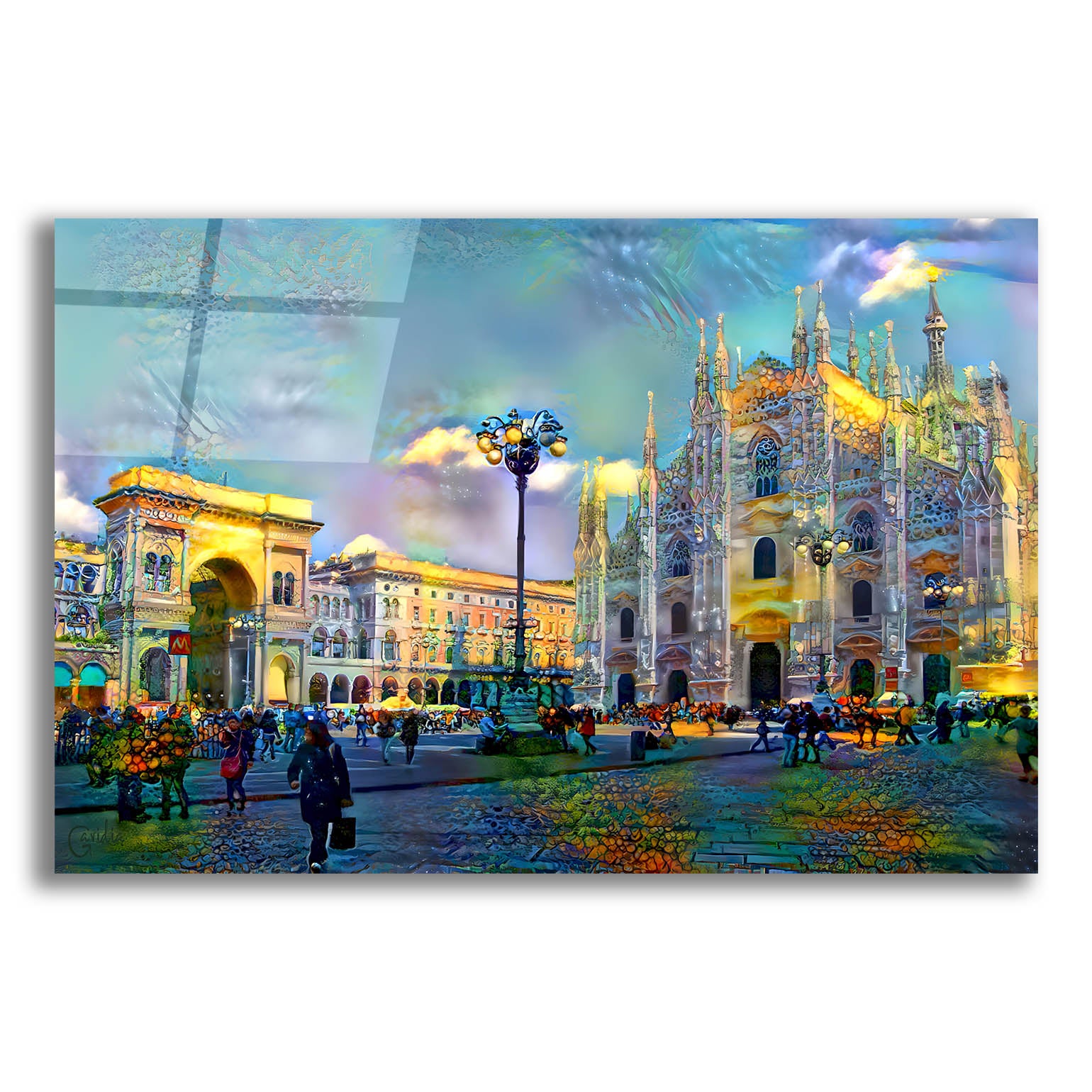 Epic Art 'Milan Italy Piazza del Duomo' by Pedro Gavidia, Acrylic Glass Wall Art,16x12