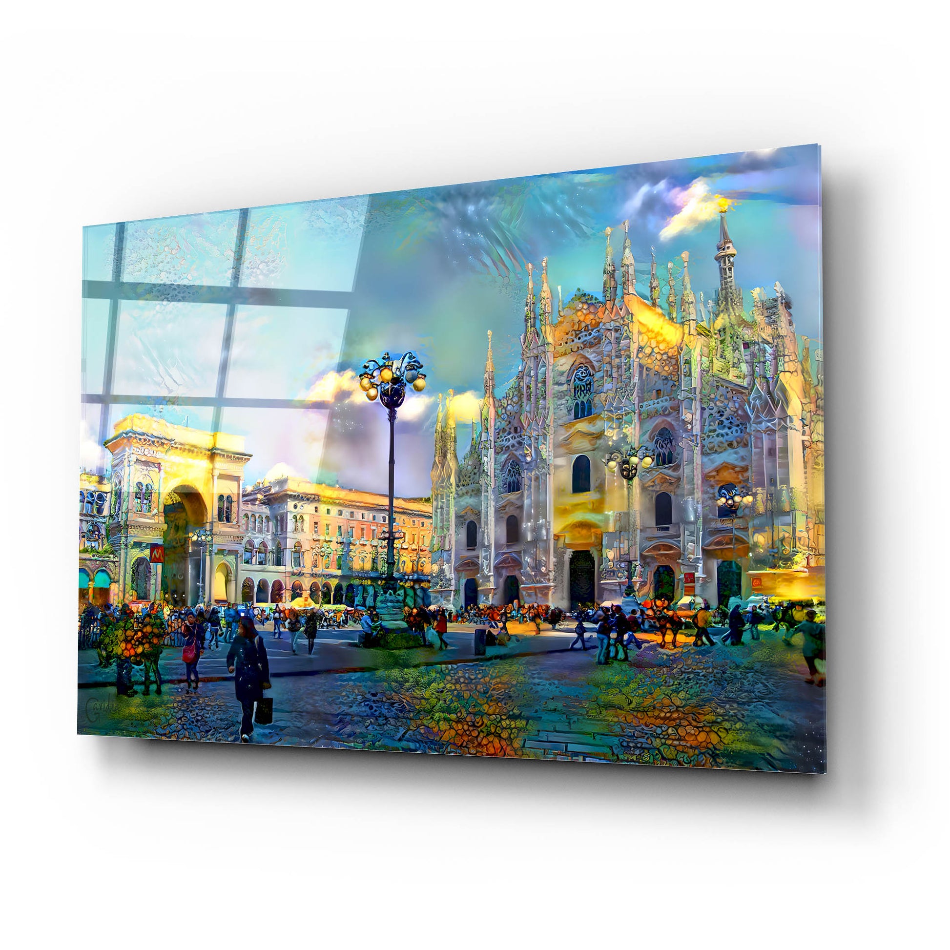 Epic Art 'Milan Italy Piazza del Duomo' by Pedro Gavidia, Acrylic Glass Wall Art,24x16