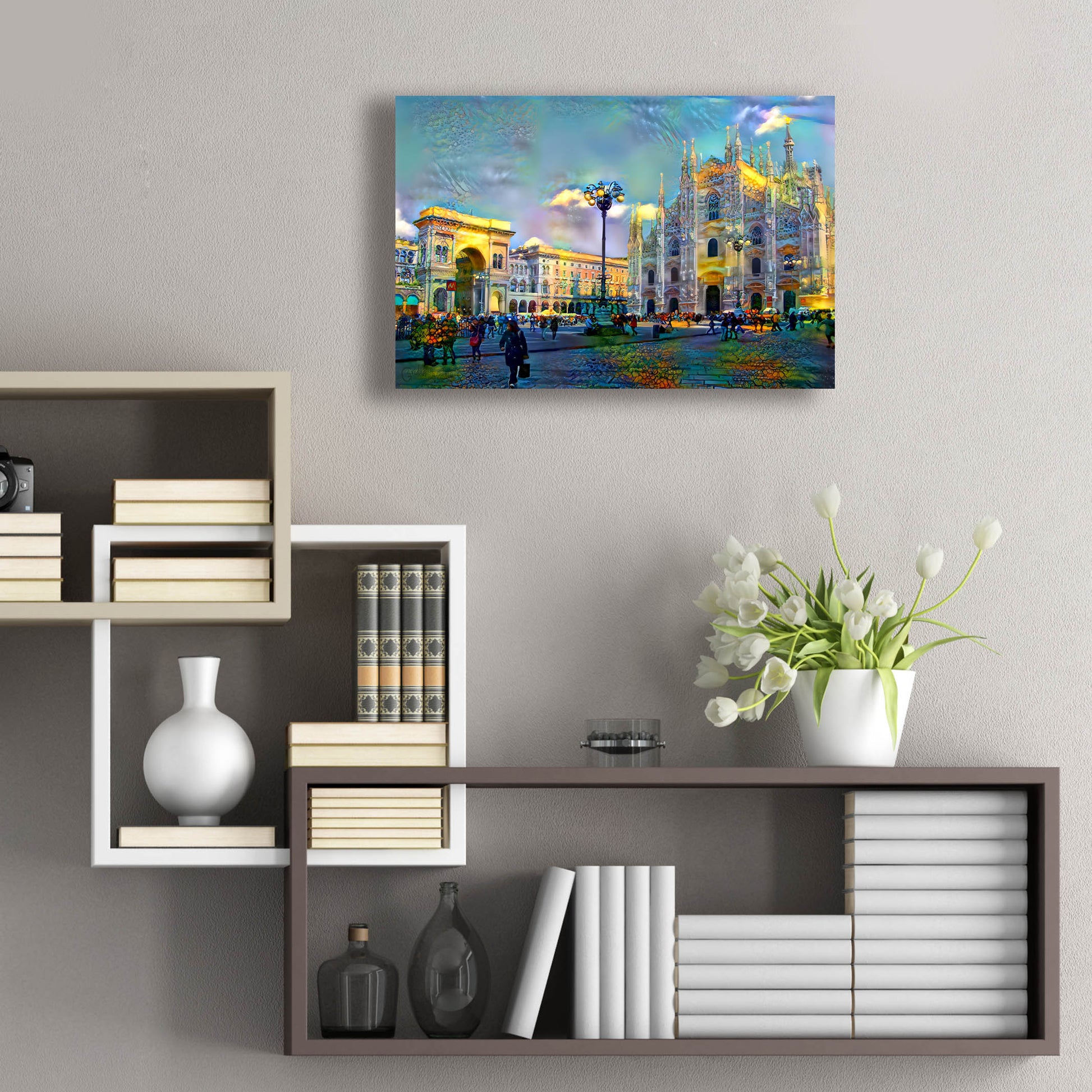 Epic Art 'Milan Italy Piazza del Duomo' by Pedro Gavidia, Acrylic Glass Wall Art,24x16