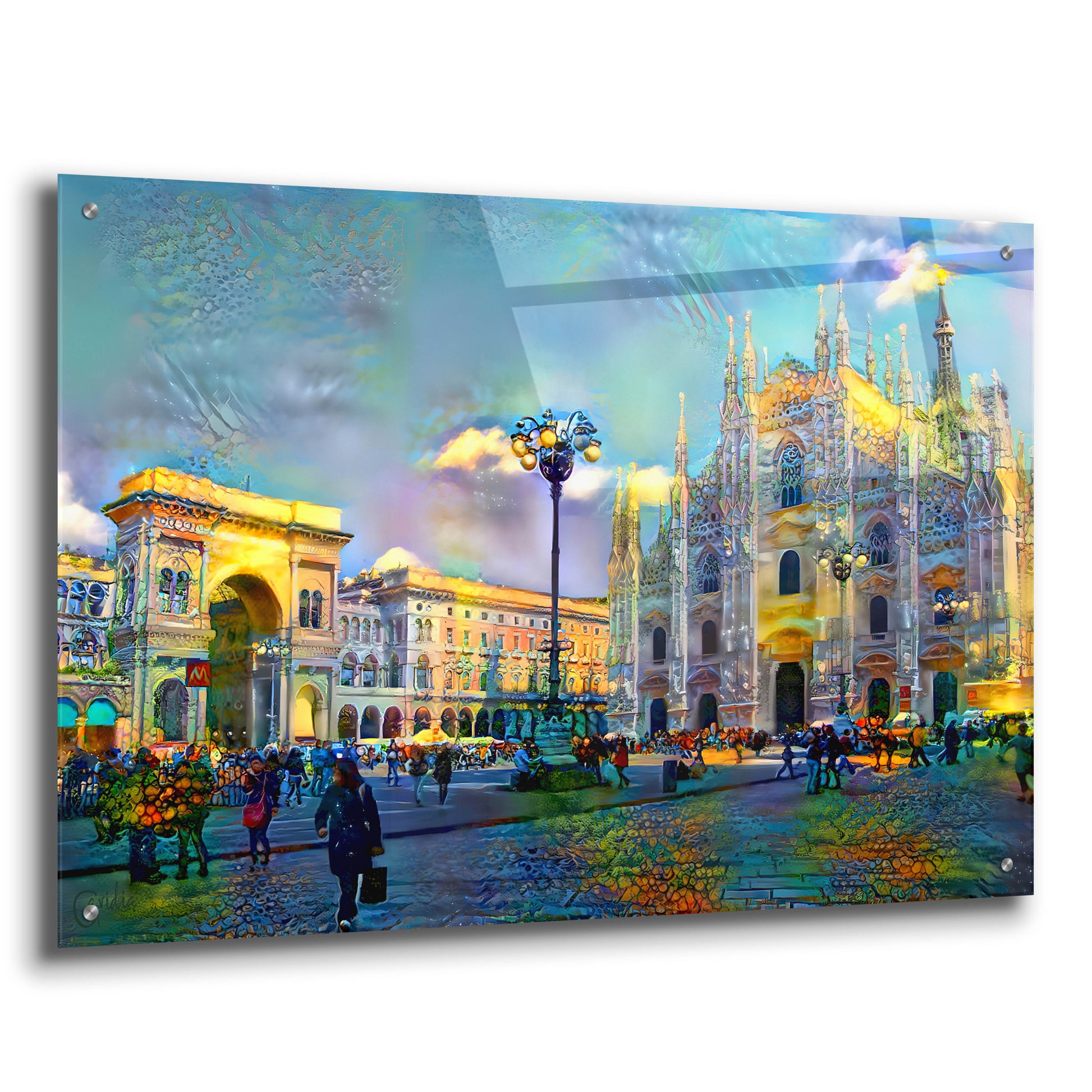 Epic Art 'Milan Italy Piazza del Duomo' by Pedro Gavidia, Acrylic Glass Wall Art,36x24