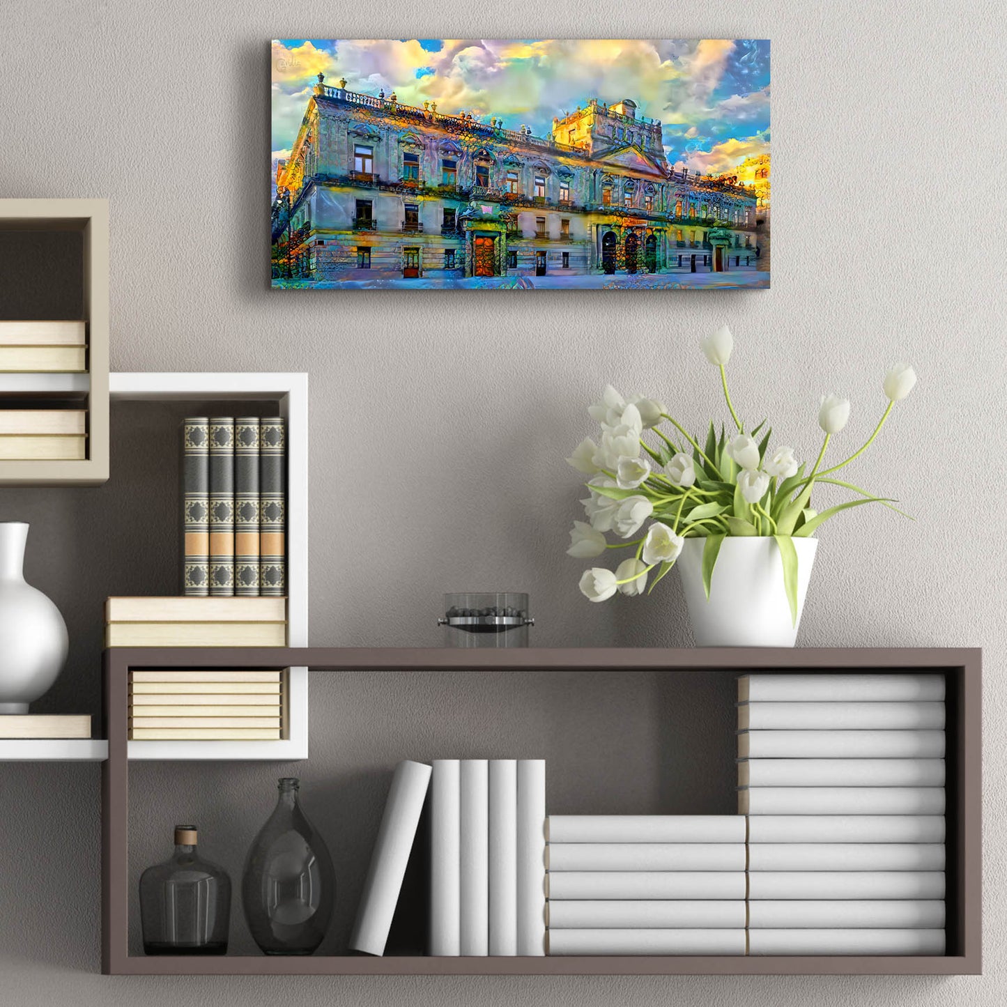 Epic Art 'Mexico City Palace of Mines' by Pedro Gavidia, Acrylic Glass Wall Art,24x12